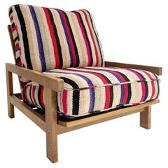 One-of-a-Kind Hans Wegner Model GE 412 Lounge Chair with Custom Frazada Cushions