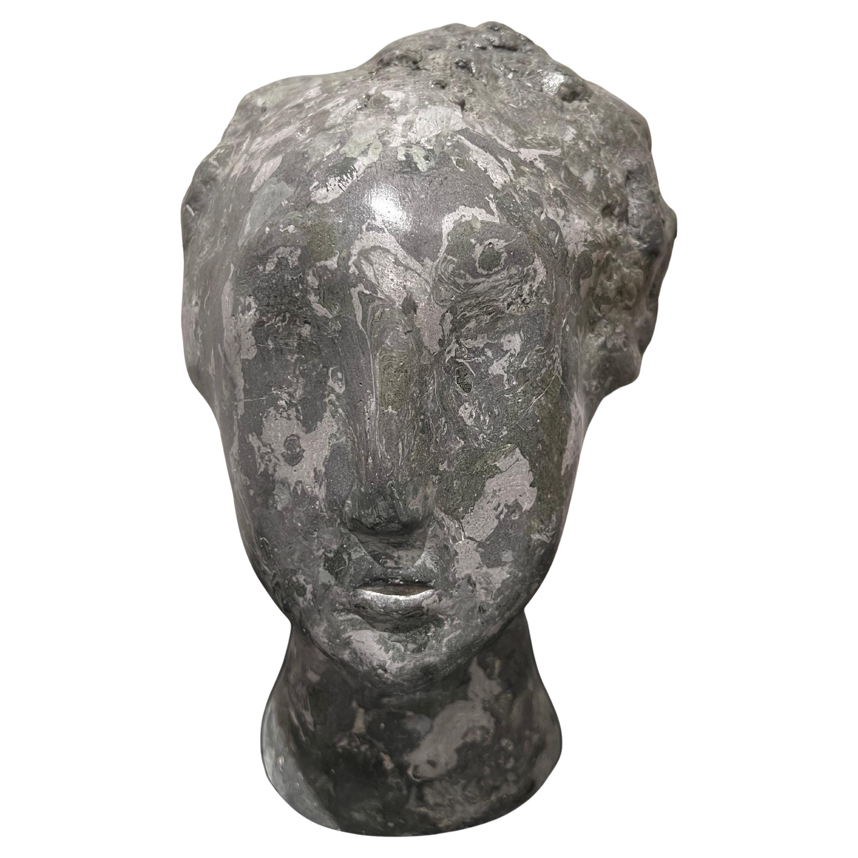 Escultura abstracta única Cabeza de mujer hecha a mano en Scagliola