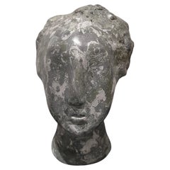 One of a Kind Head of a Woman Abstract Sculpture Handcrafted in Scagliola