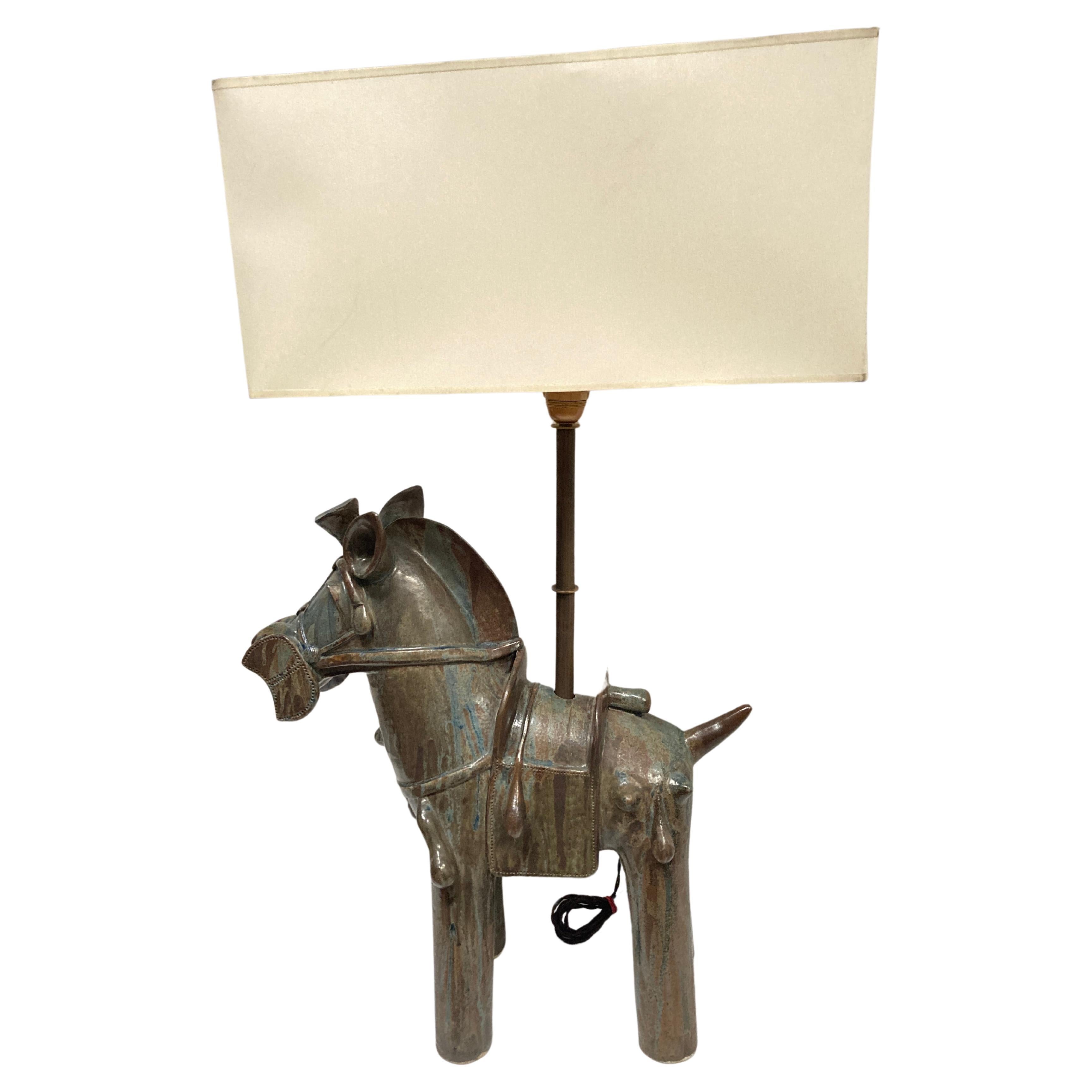 Lampe unique en poterie Studio A "Horse" de Vallauris en vente