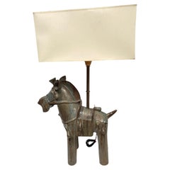 Retro One of a kind "Horse " Studio pottery lamp by Vallauris