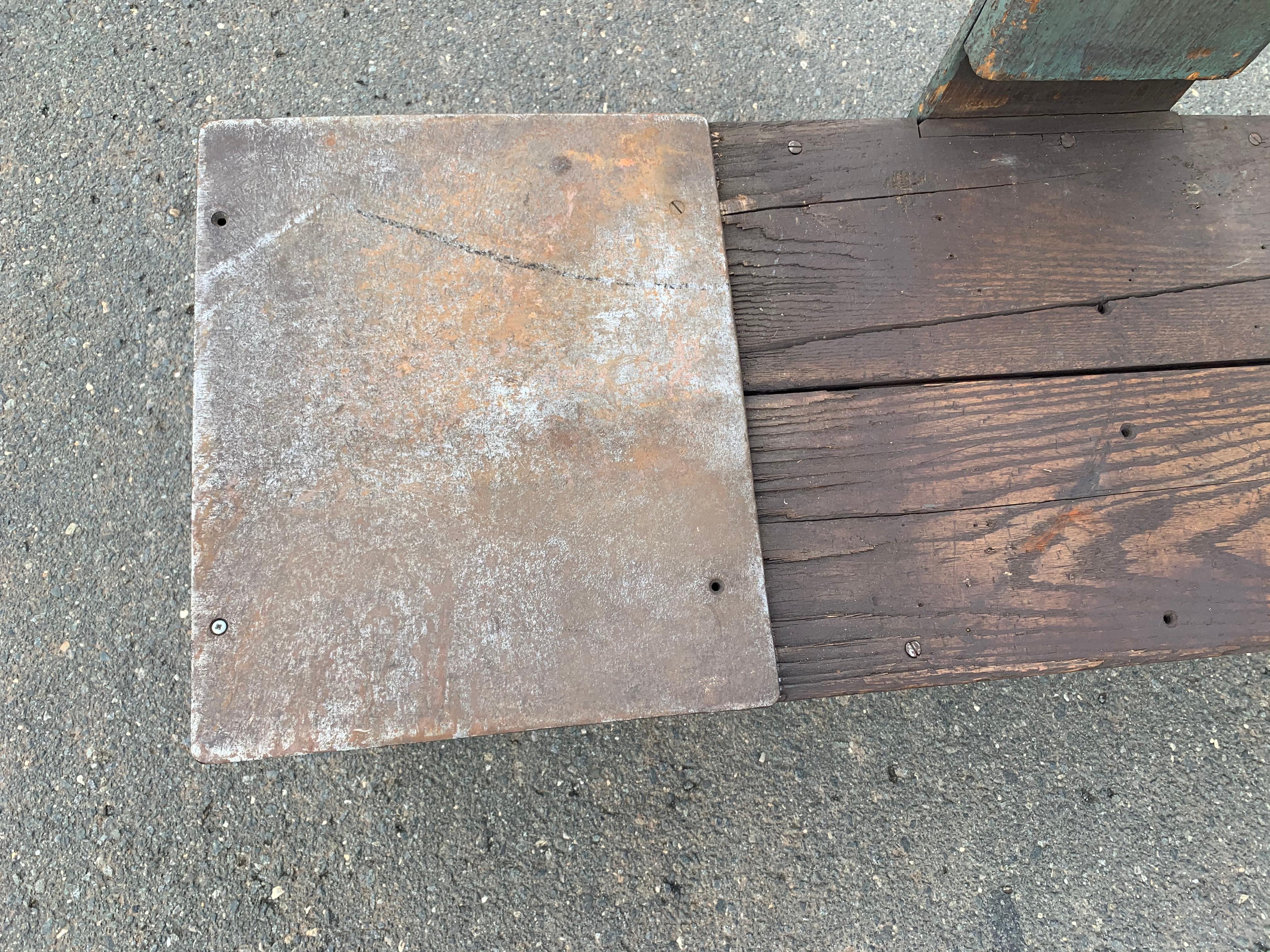One of a Kind Industrial Distressed and Painted Wood Work Bench 7