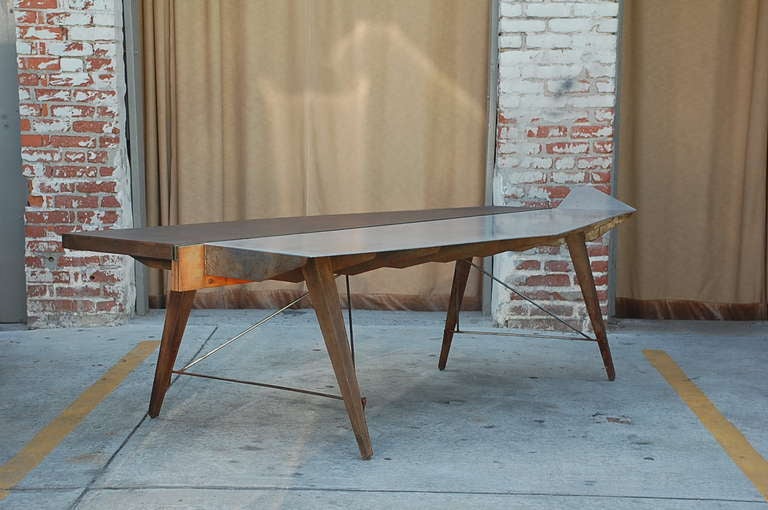 One of a Kind Industrial Studio Work Table / Desk In Excellent Condition For Sale In Los Angeles, CA