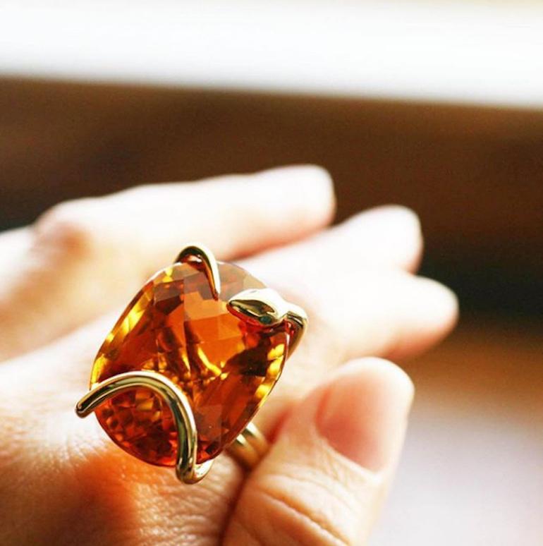 One of A Kind Infinity Citrine Climbing Snake Cocktail Ring  In New Condition For Sale In West Hollywood, CA