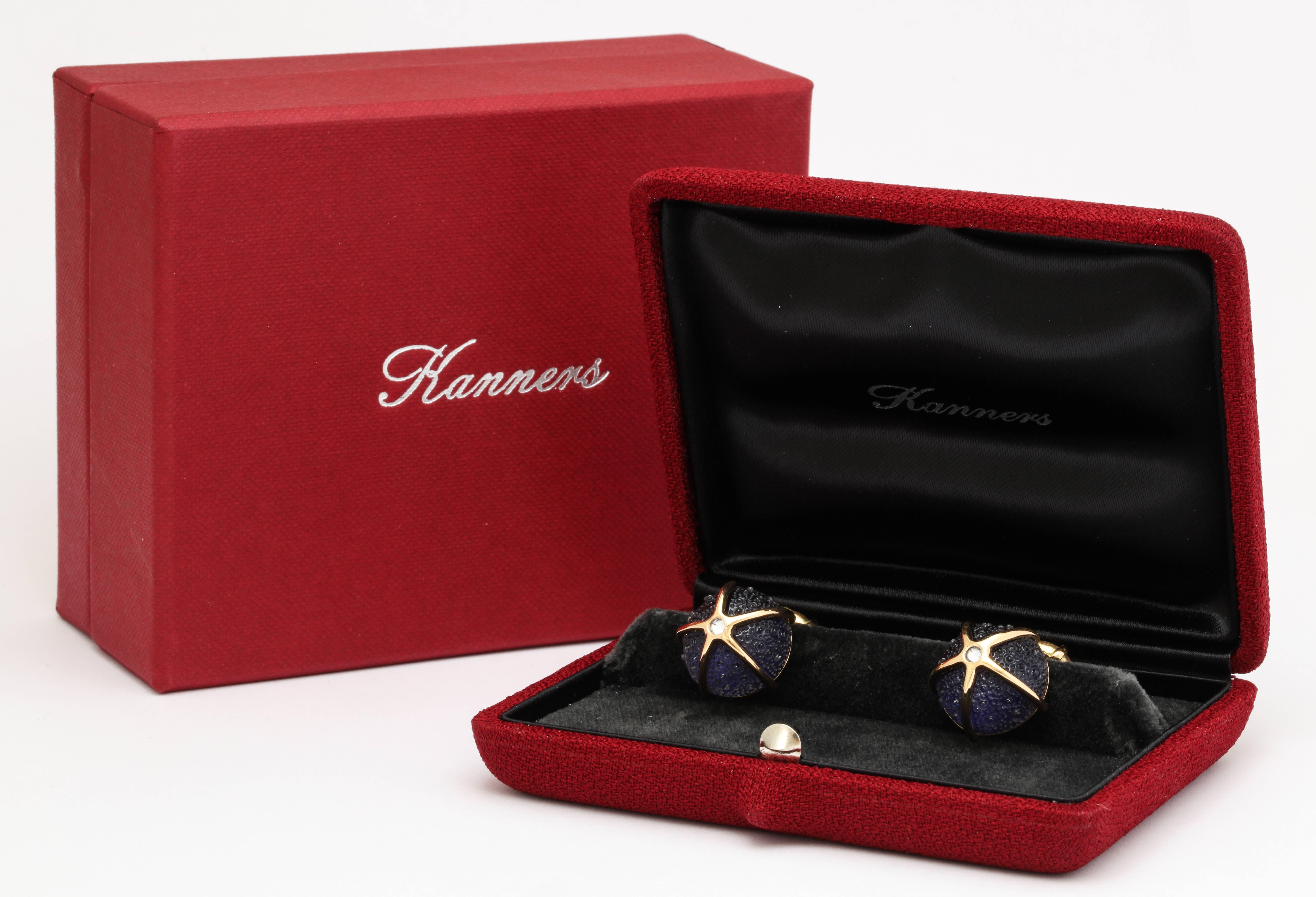 One of a Kind Iolite and Diamond Sea Urchin Cufflinks by Michael Kanners 3