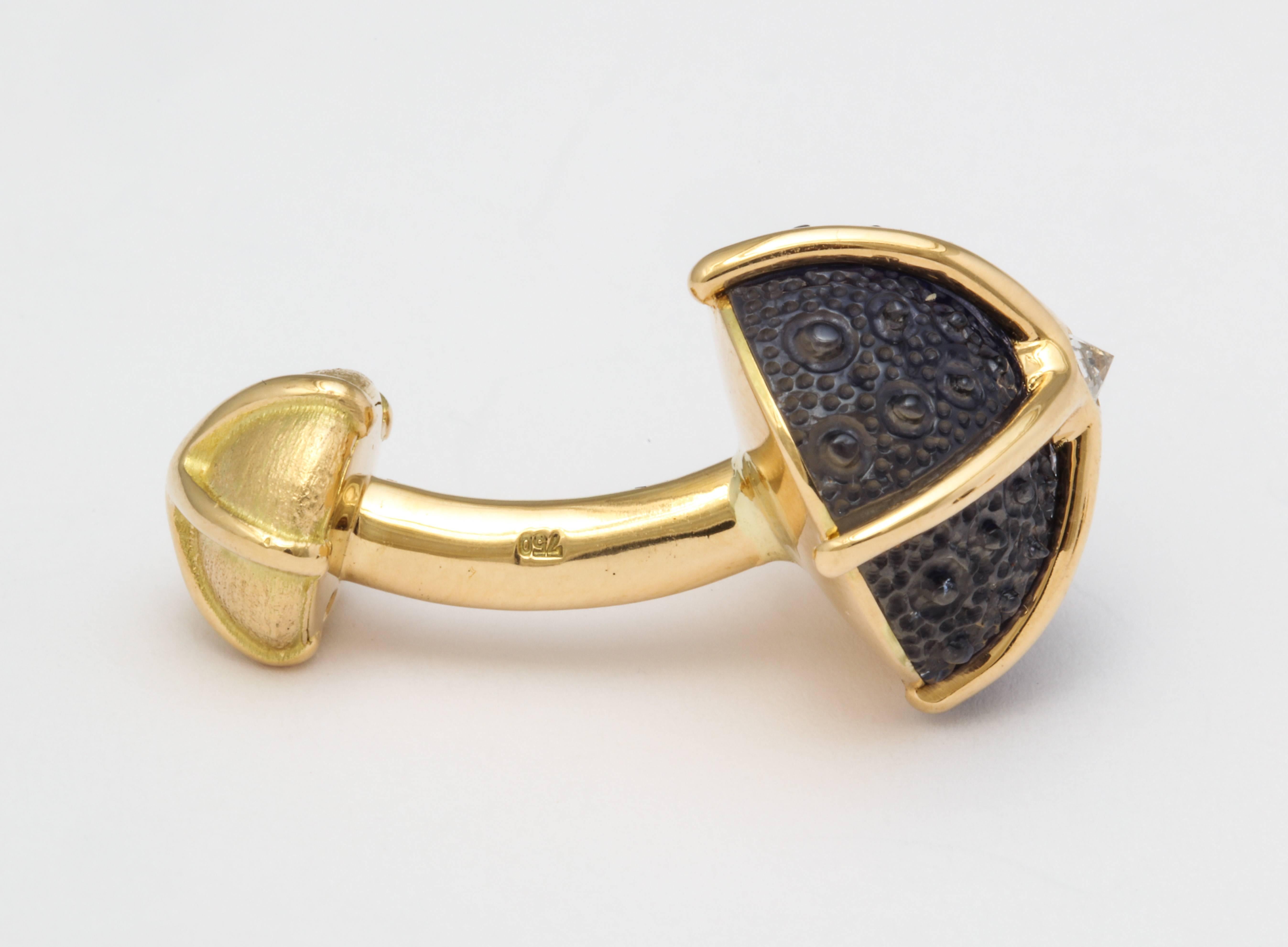 Women's or Men's One of a Kind Iolite and Diamond Sea Urchin Cufflinks by Michael Kanners