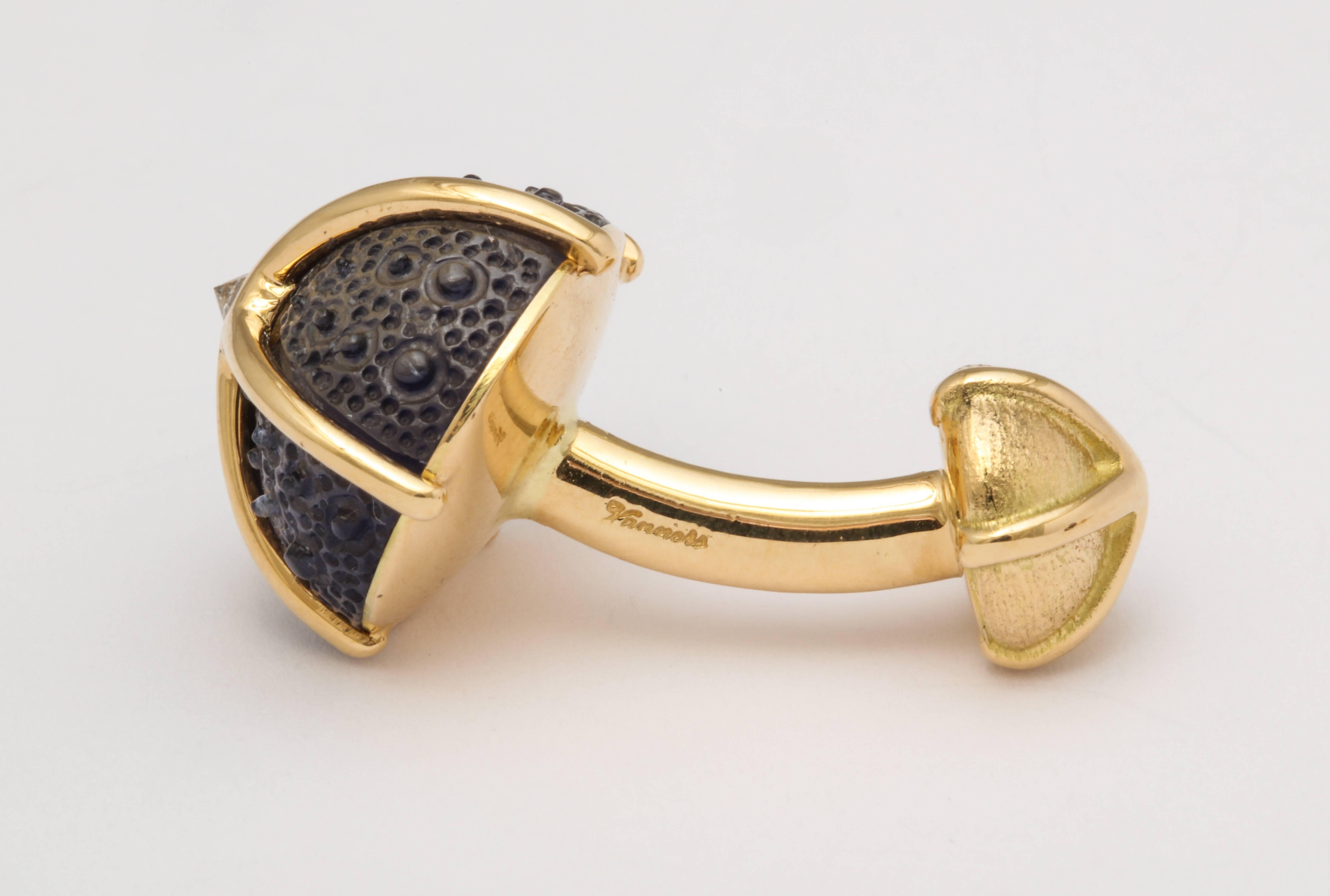 One of a Kind Iolite and Diamond Sea Urchin Cufflinks by Michael Kanners 1