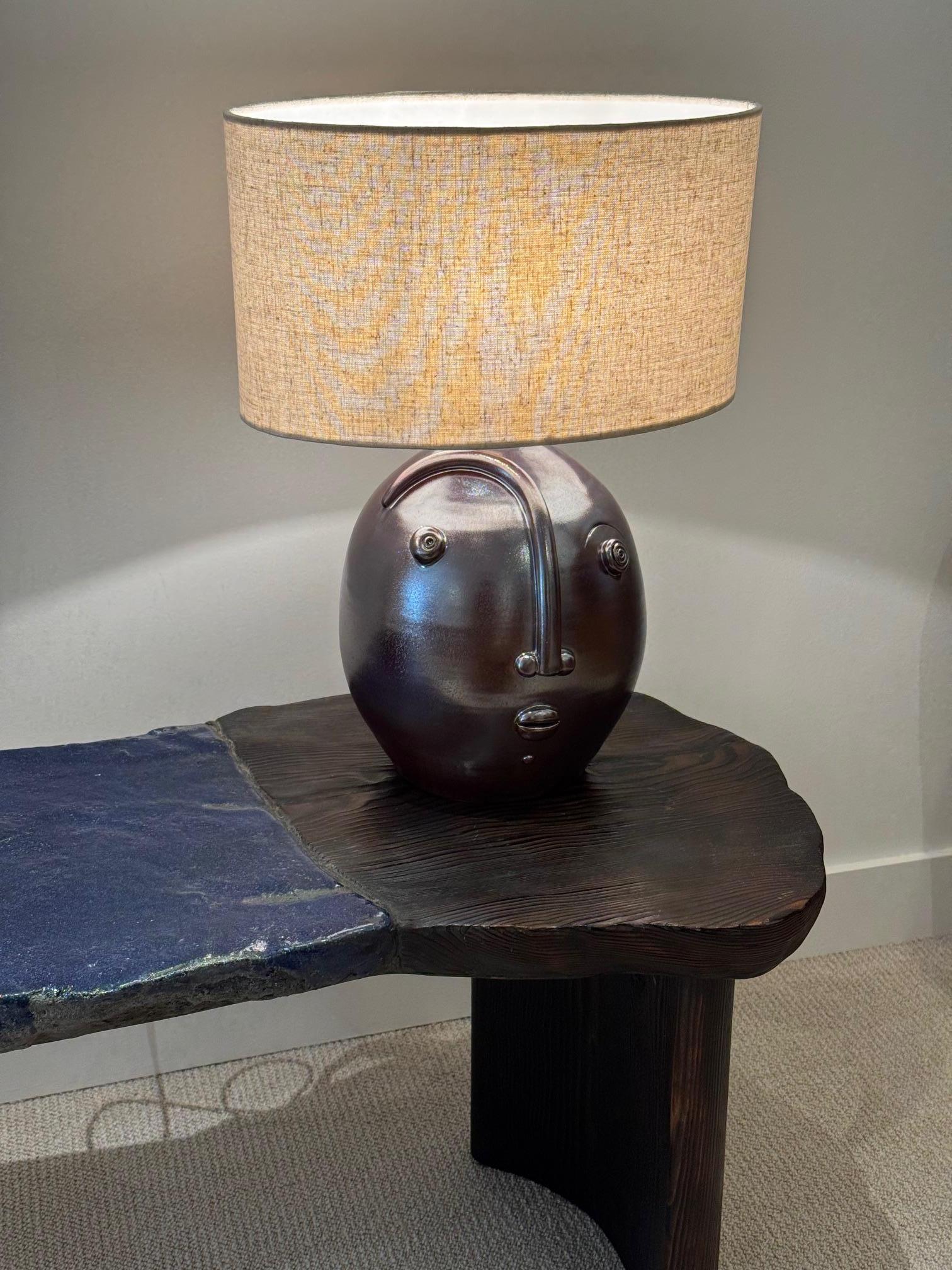 French One of a Kind Iridescent Ceramic Lamp Base 