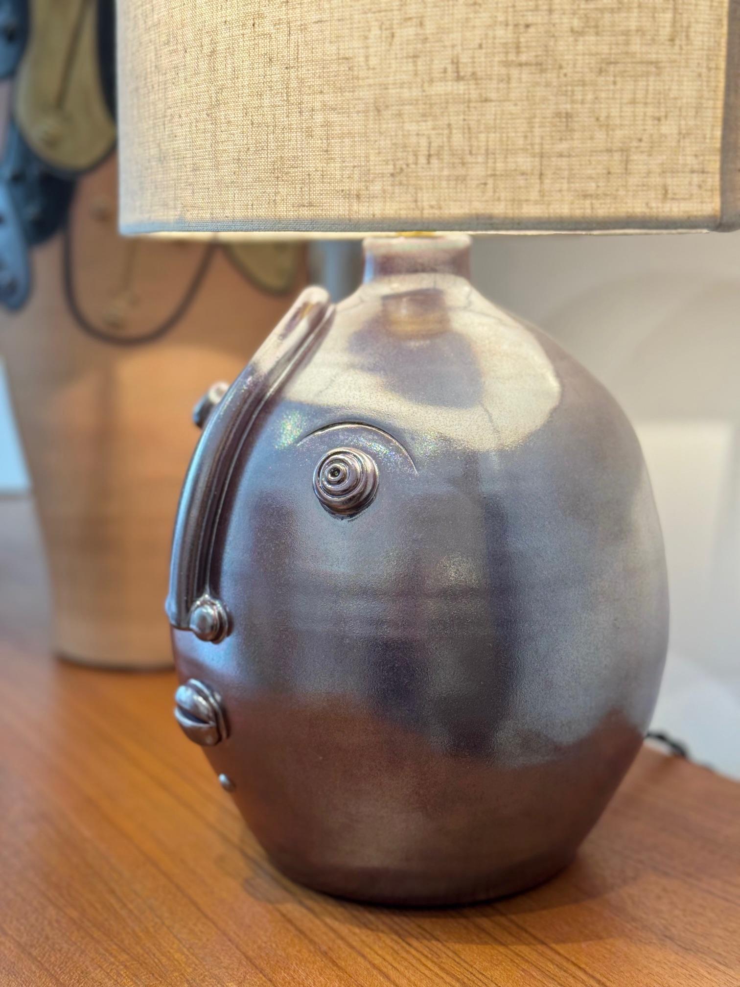 One of a Kind Iridescent Ceramic Lamp Base 