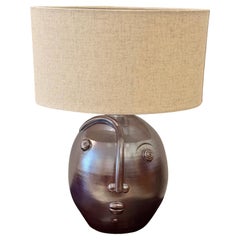 Base per lampada in ceramica iridescente unica nel suo genere "faccia" firmata Dalo
