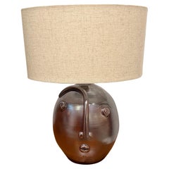 Base per lampada in ceramica iridescente unica nel suo genere "faccia" firmata Dalo