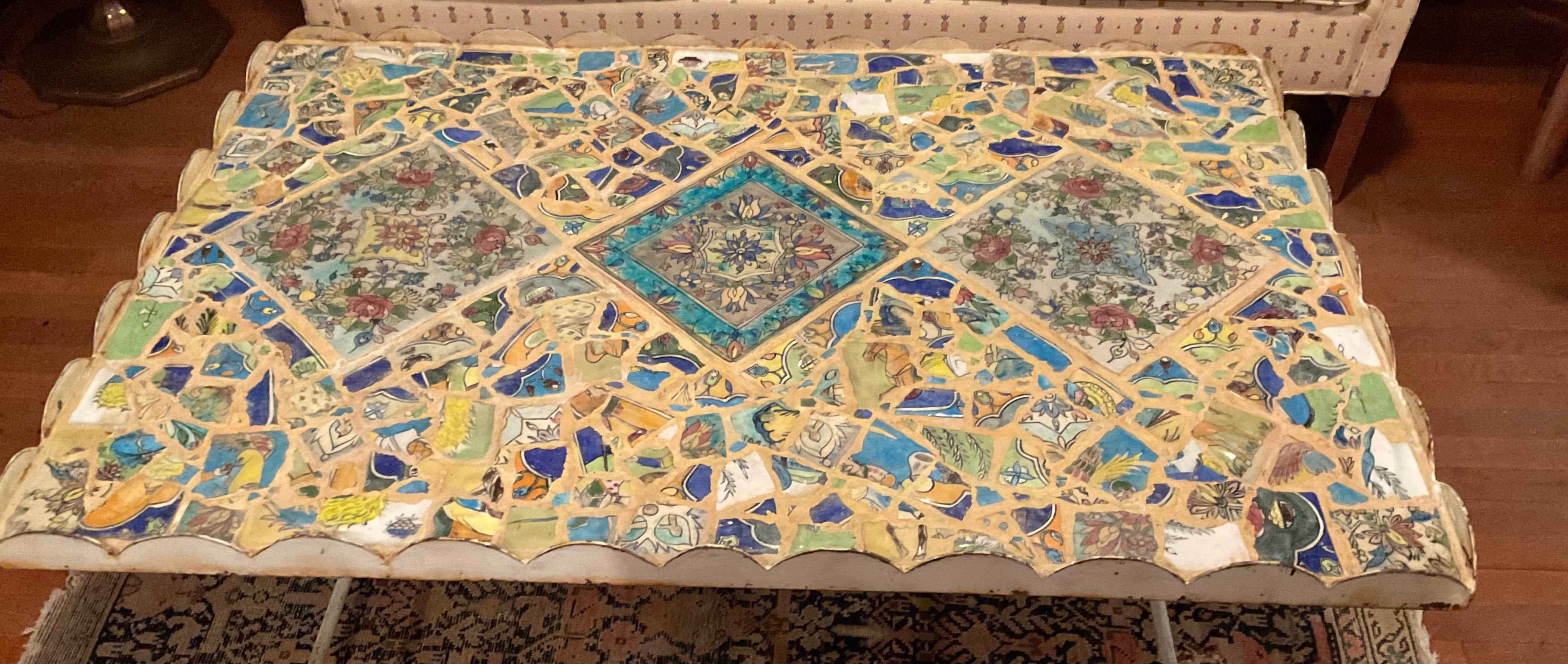 One of a Kind Iron Persian Tile Coffee Table, by Joseph Malekan For Sale 12