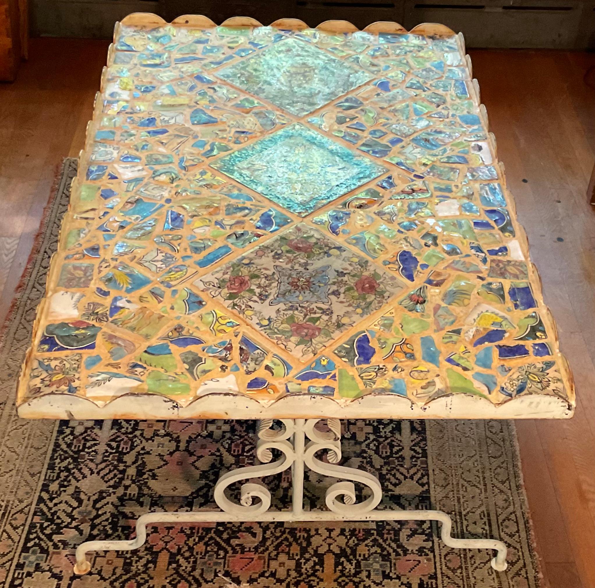 Metalwork One of a Kind Iron Persian Tile Coffee Table, by Joseph Malekan For Sale