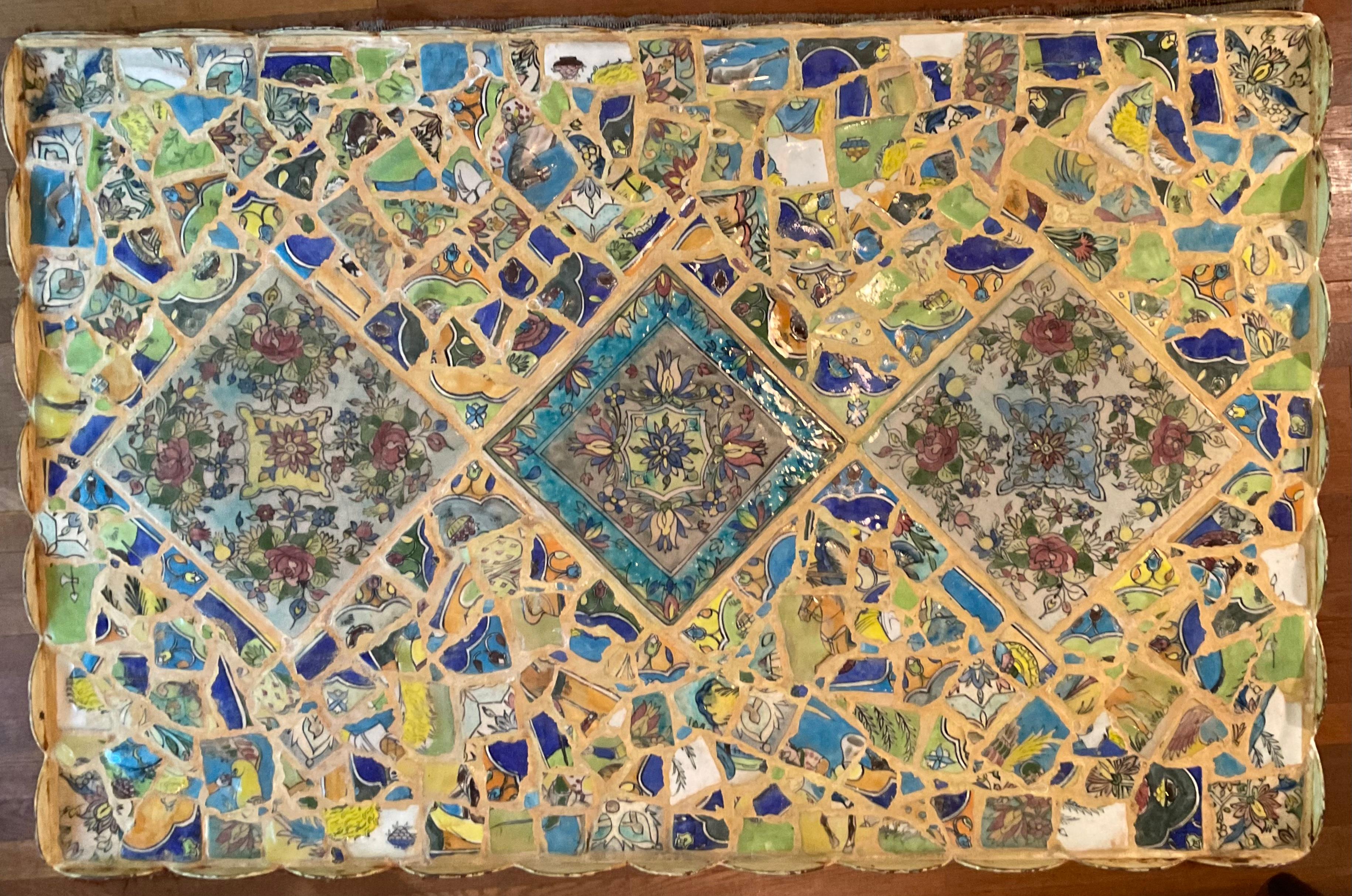 Fer Table basse en fer, unique en son genre, en carreaux persans, par Joseph Malekan en vente