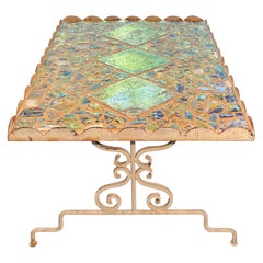 Mesa de centro de hierro con azulejos persas, única en su especie, de Joseph Malekan