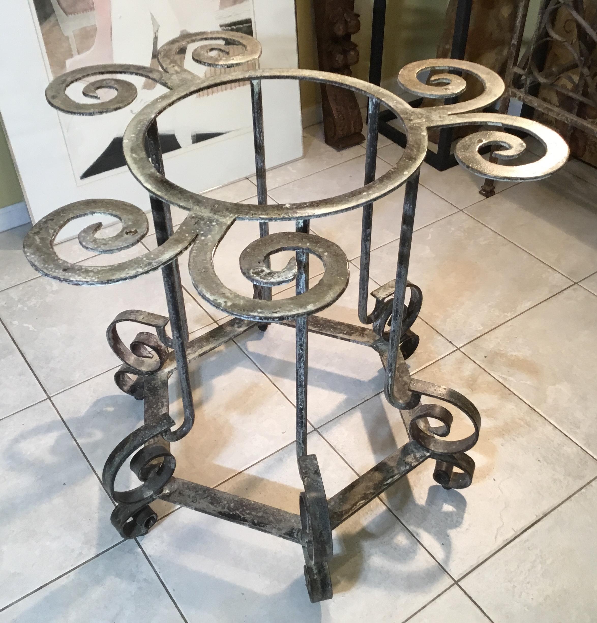 One of a Kind Iron Spiral Top Center Table For Sale 3