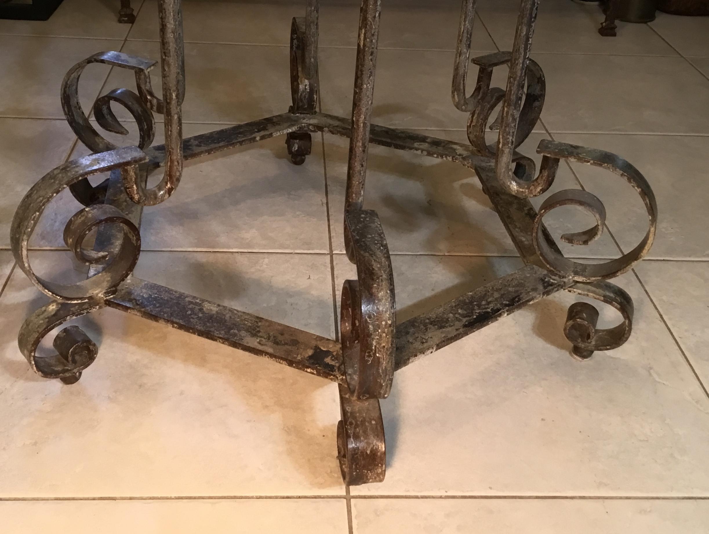 One of a Kind Iron Spiral Top Center Table For Sale 4