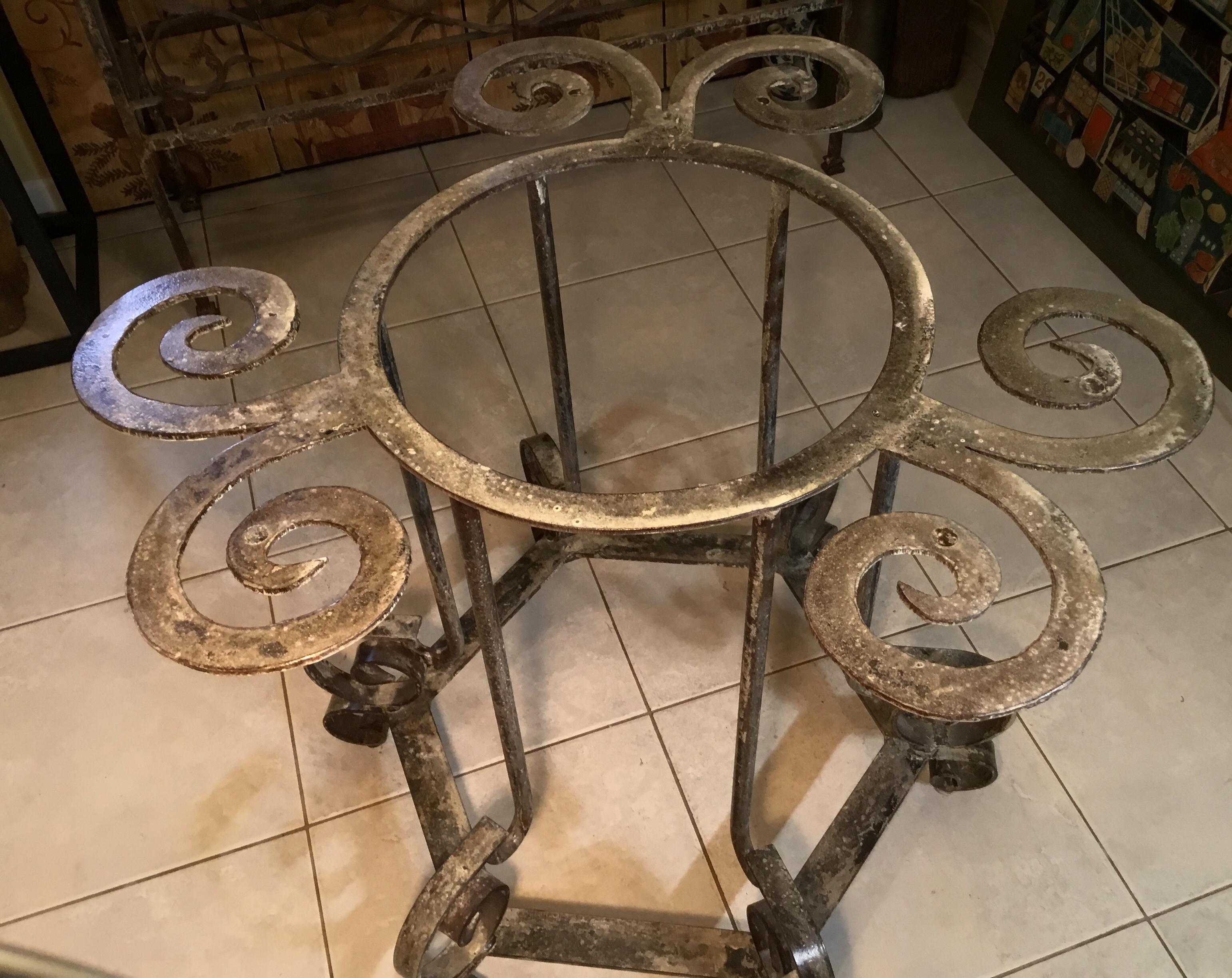 One of a Kind Iron Spiral Top Center Table For Sale 5