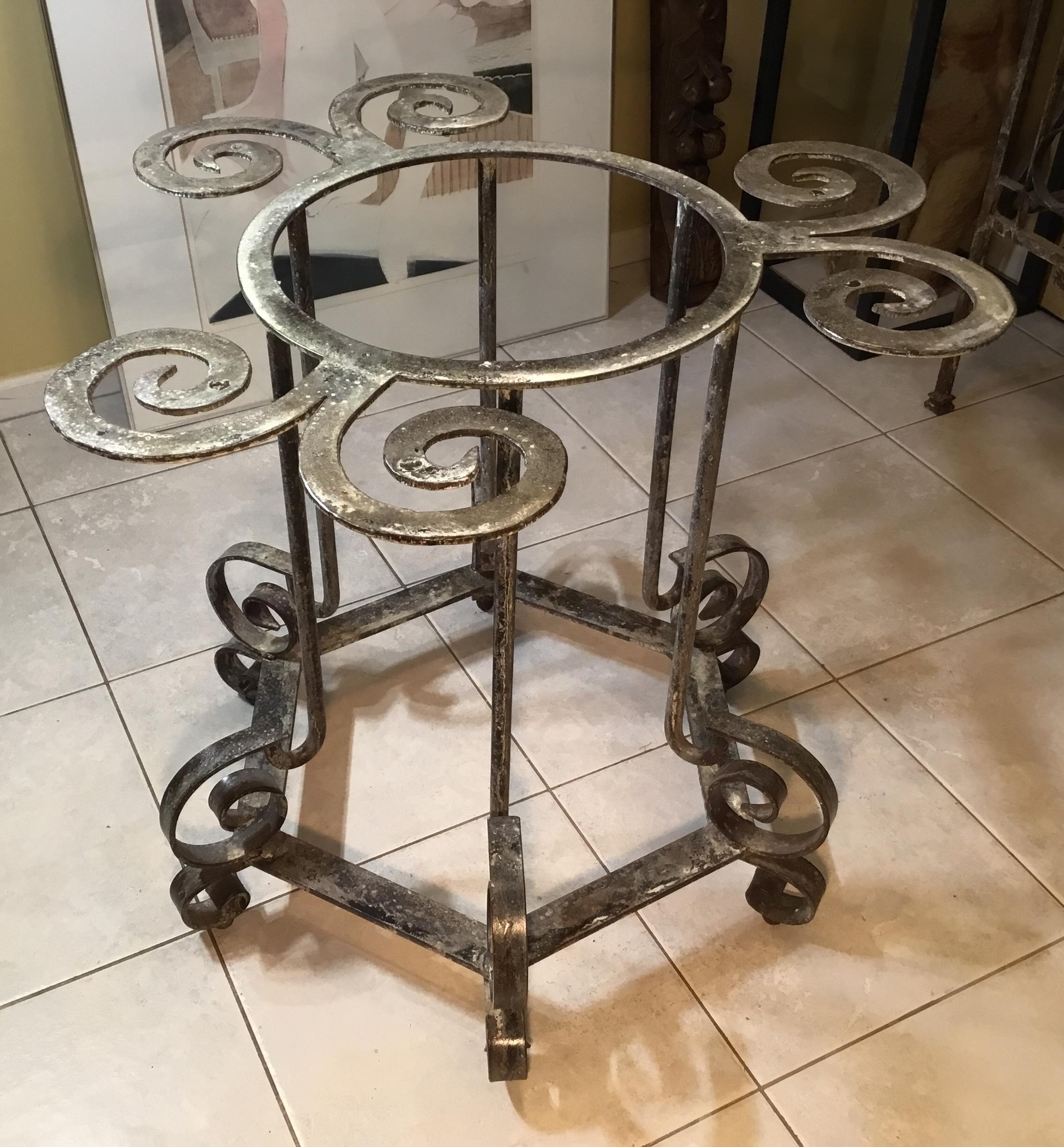 One of a Kind Iron Spiral Top Center Table For Sale 6