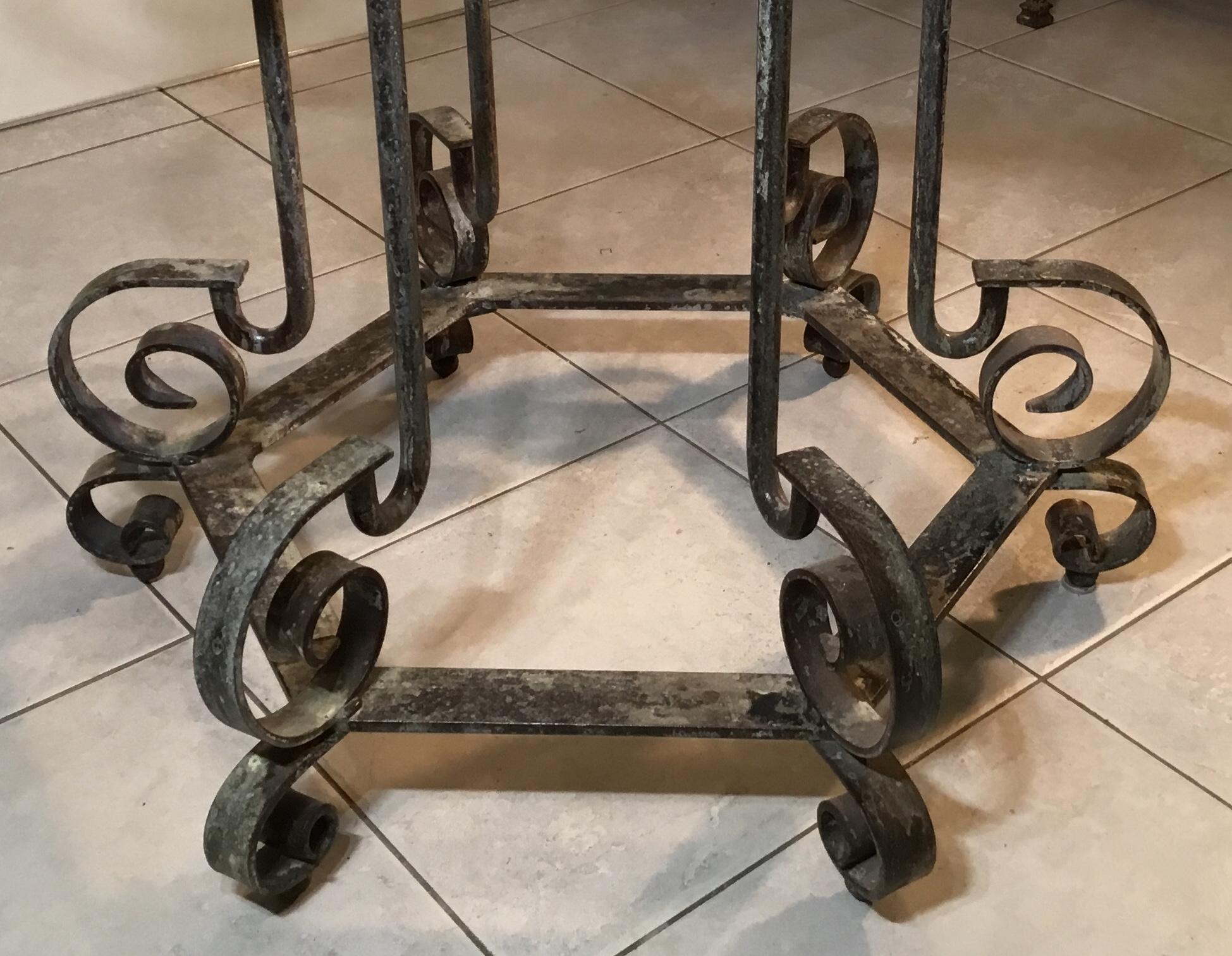 One of a Kind Iron Spiral Top Center Table For Sale 9