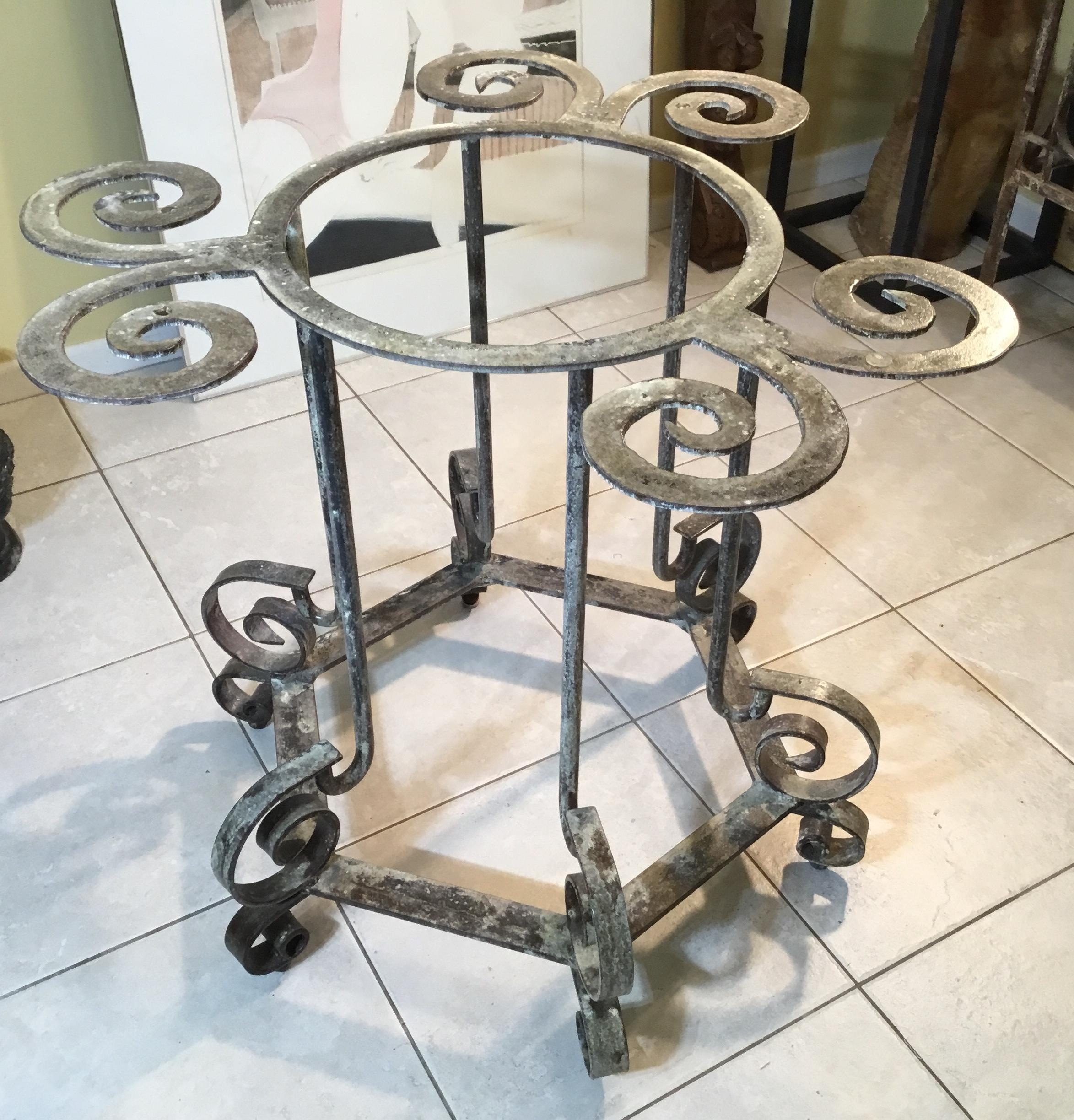 American One of a Kind Iron Spiral Top Center Table For Sale