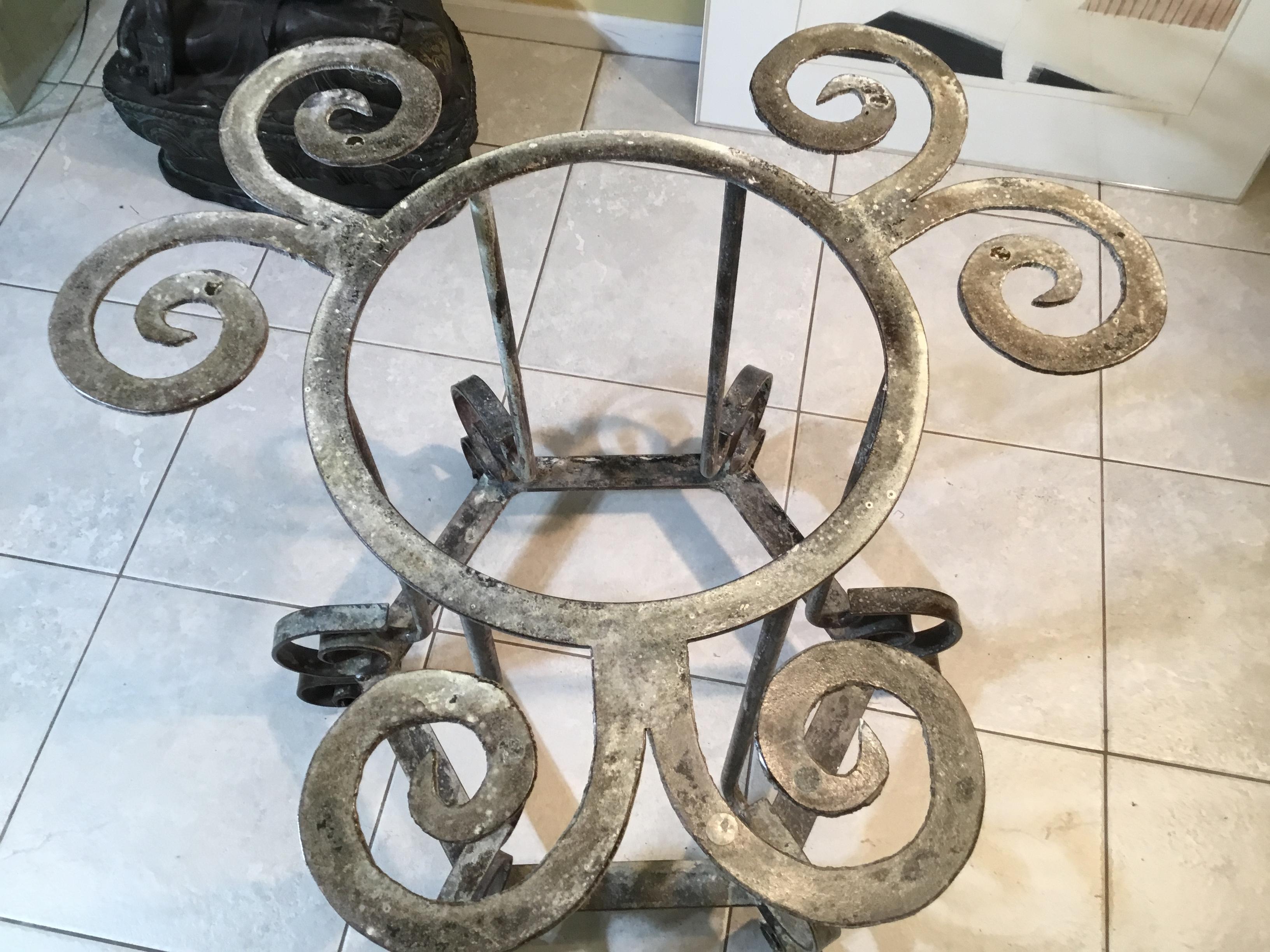 Hand-Crafted One of a Kind Iron Spiral Top Center Table For Sale
