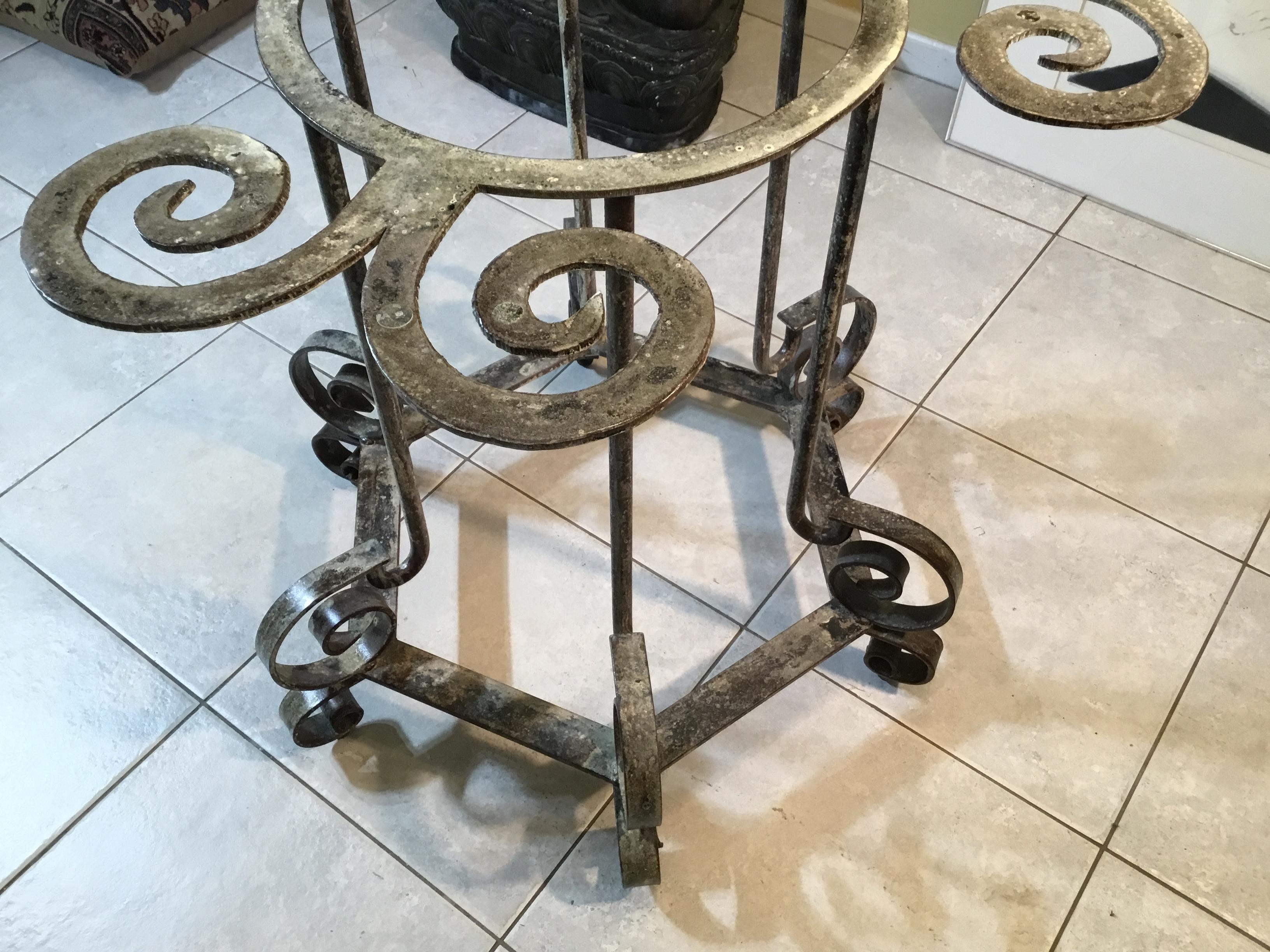 20th Century One of a Kind Iron Spiral Top Center Table For Sale