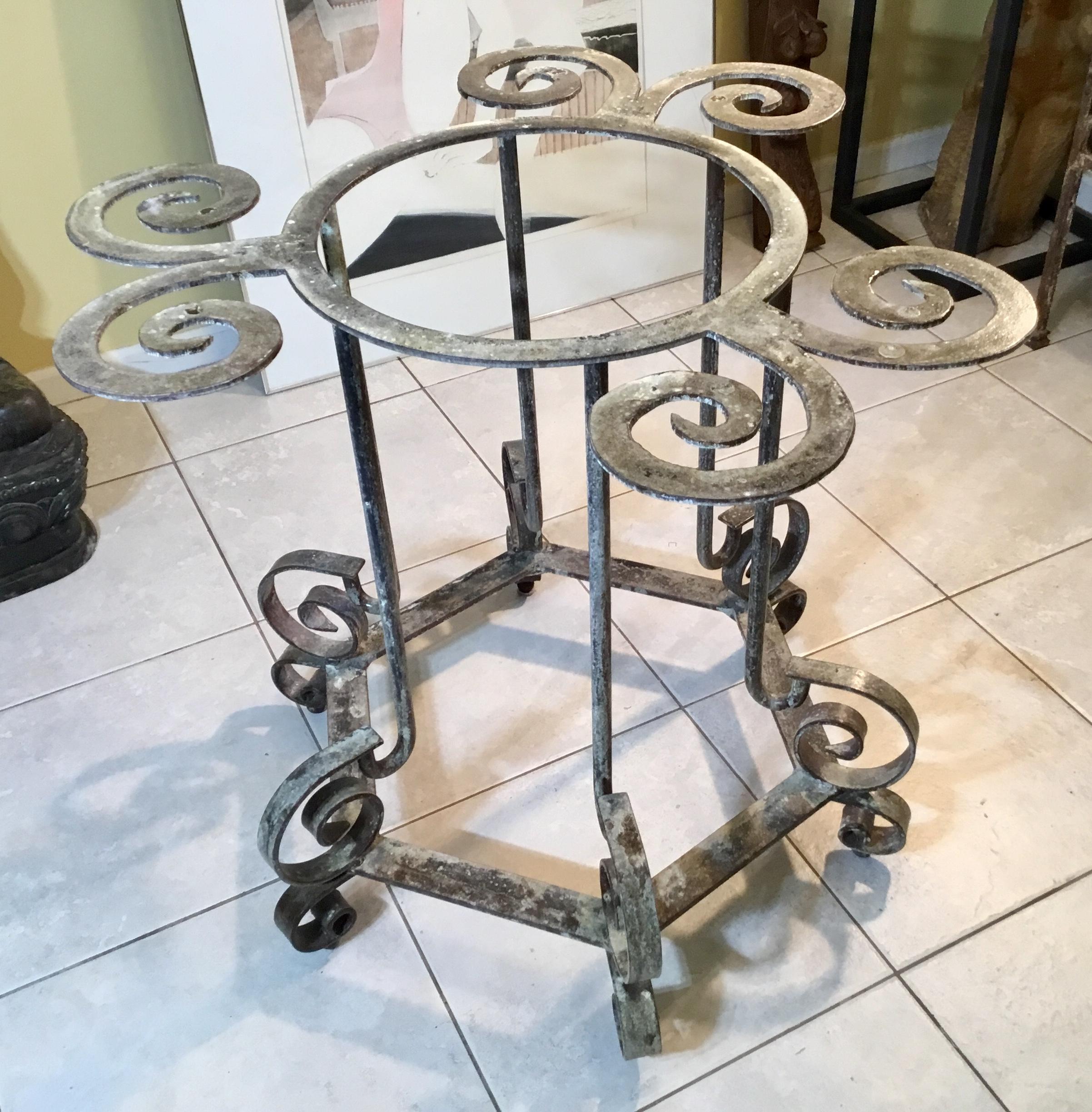 One of a Kind Iron Spiral Top Center Table For Sale 1