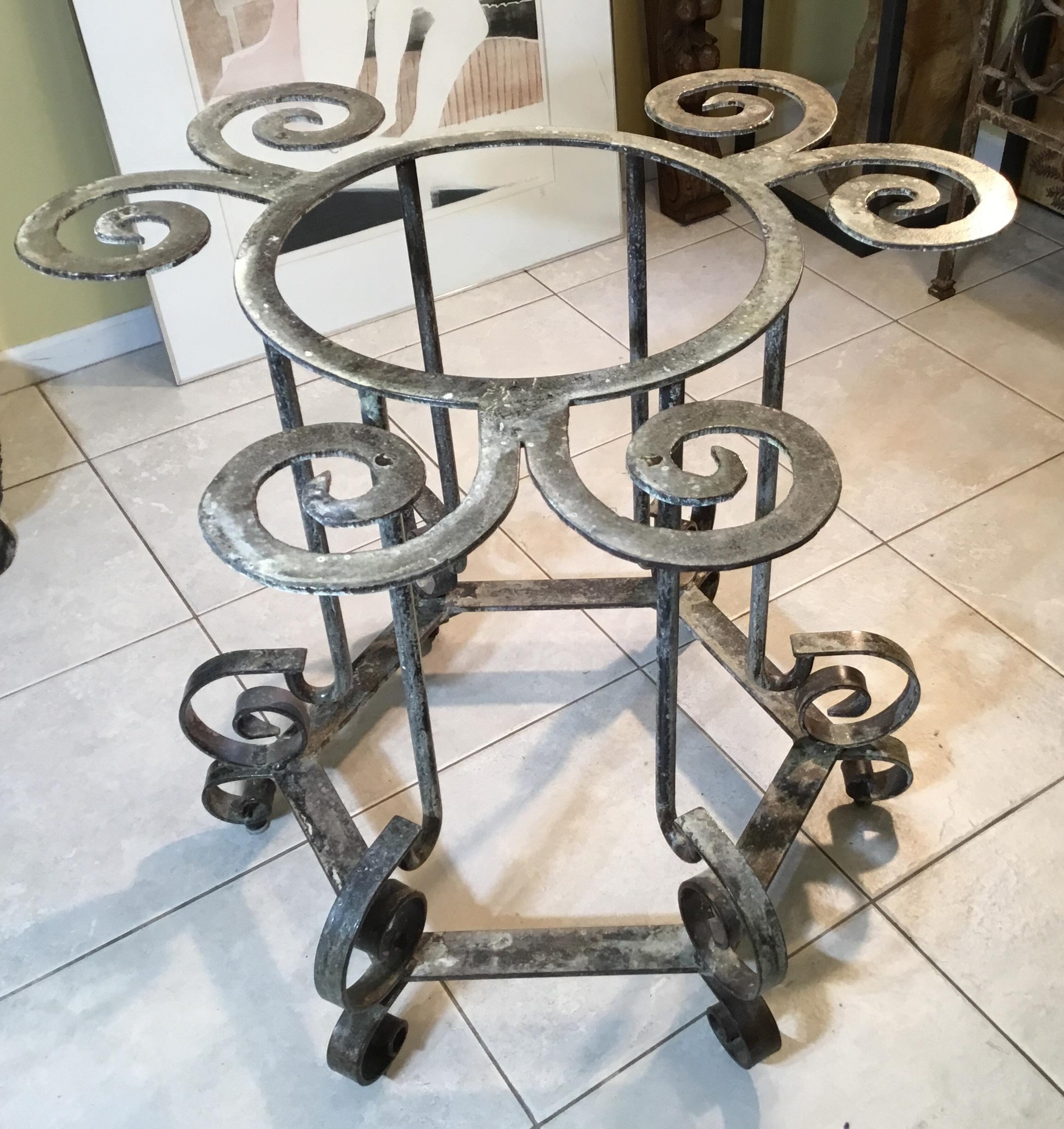 One of a Kind Iron Spiral Top Center Table For Sale 2
