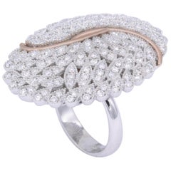 Italian Cocktail Fashion Ring 2.02 Carats 18K White Gold