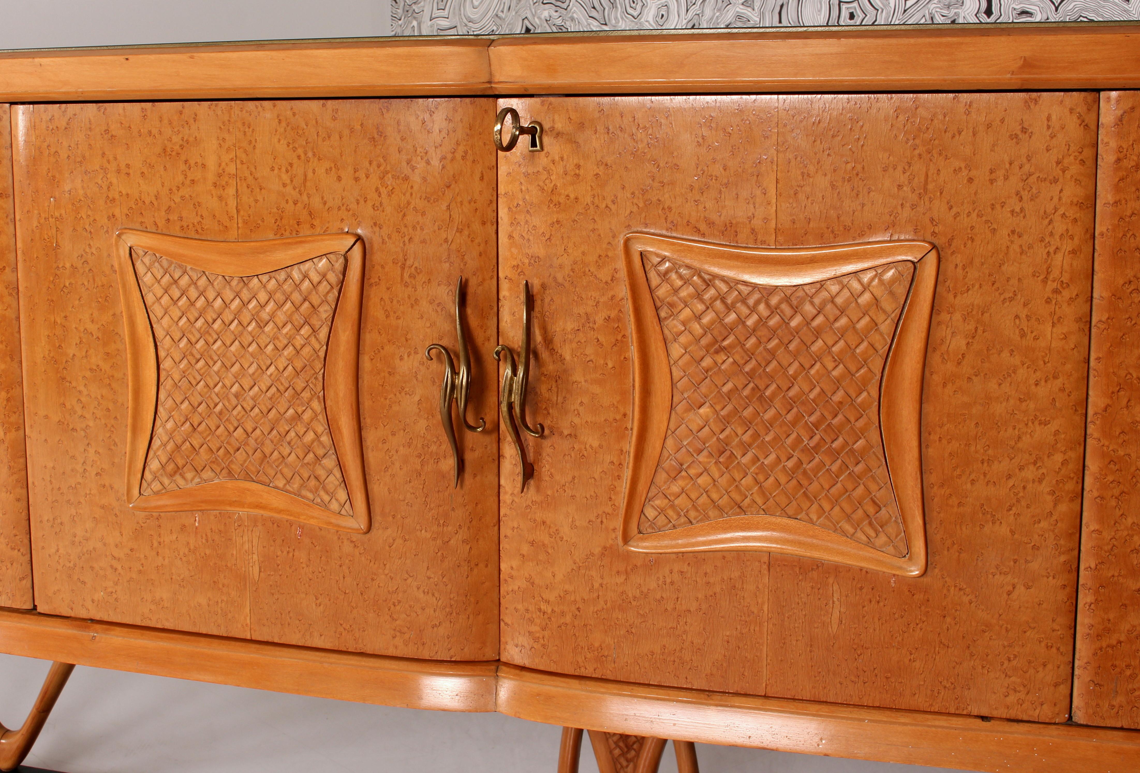One of a Kind Italian Midcentury Sideboard with Bar Cabinet a. Vittorio Dassi For Sale 4