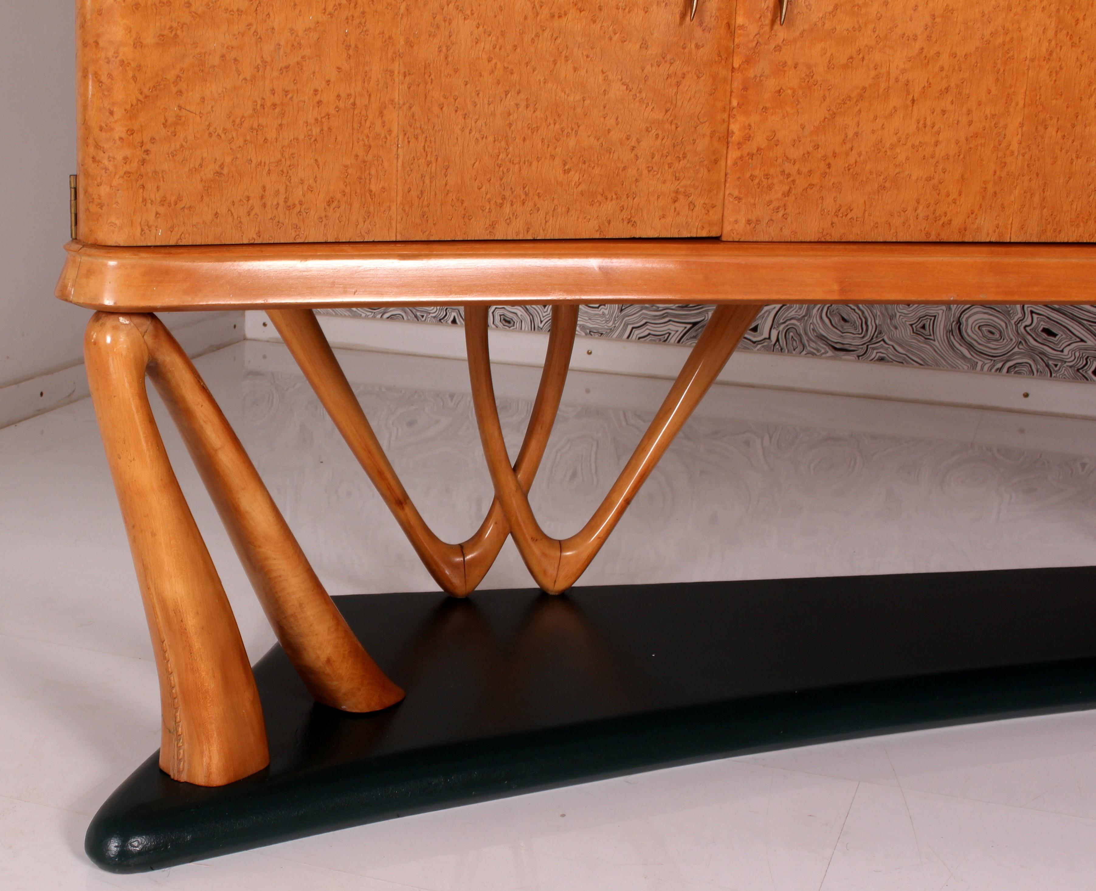 One of a Kind Italian Midcentury Sideboard with Bar Cabinet a. Vittorio Dassi For Sale 6