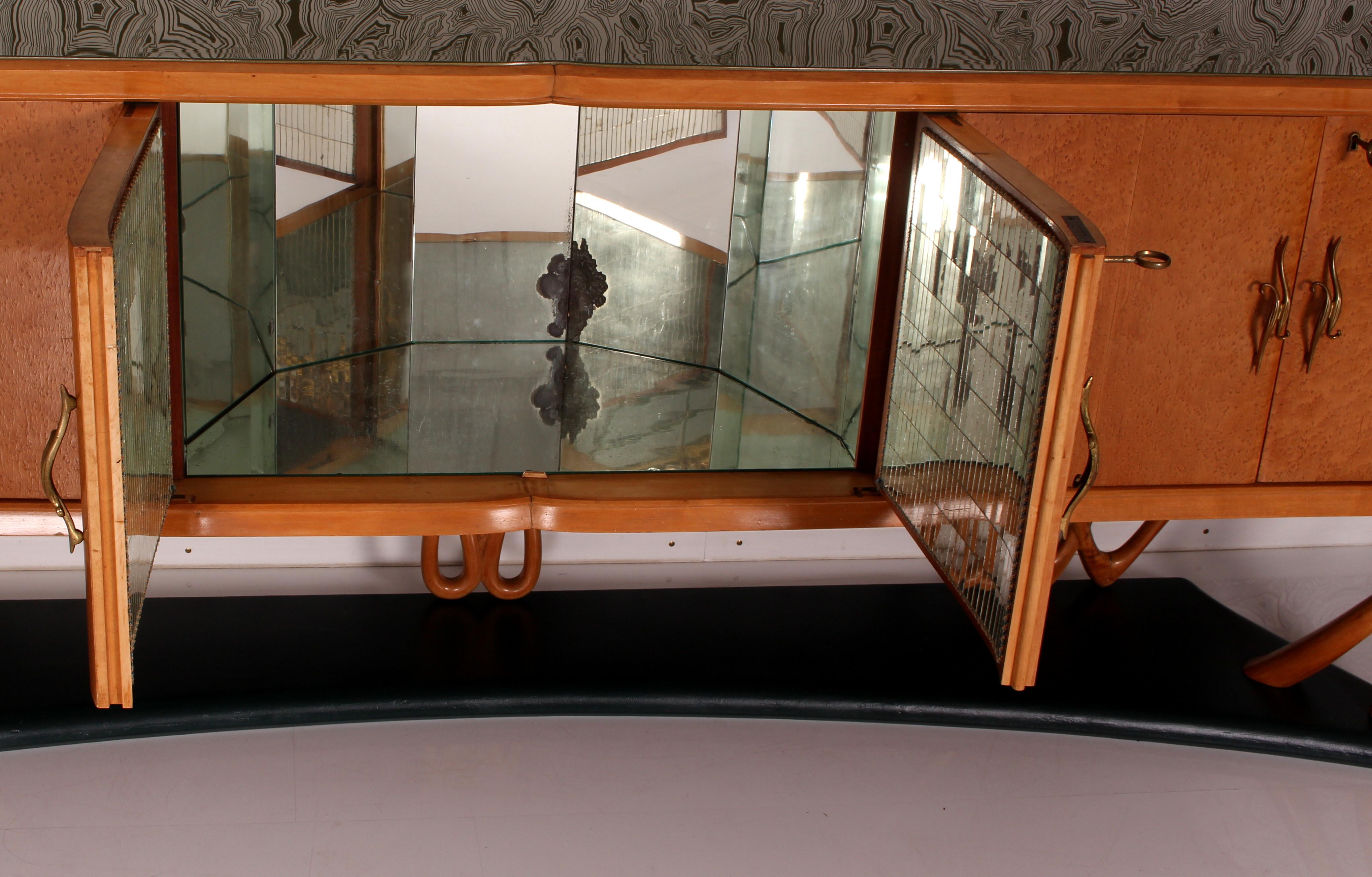 One of a Kind Italian Midcentury Sideboard with Bar Cabinet a. Vittorio Dassi For Sale 8