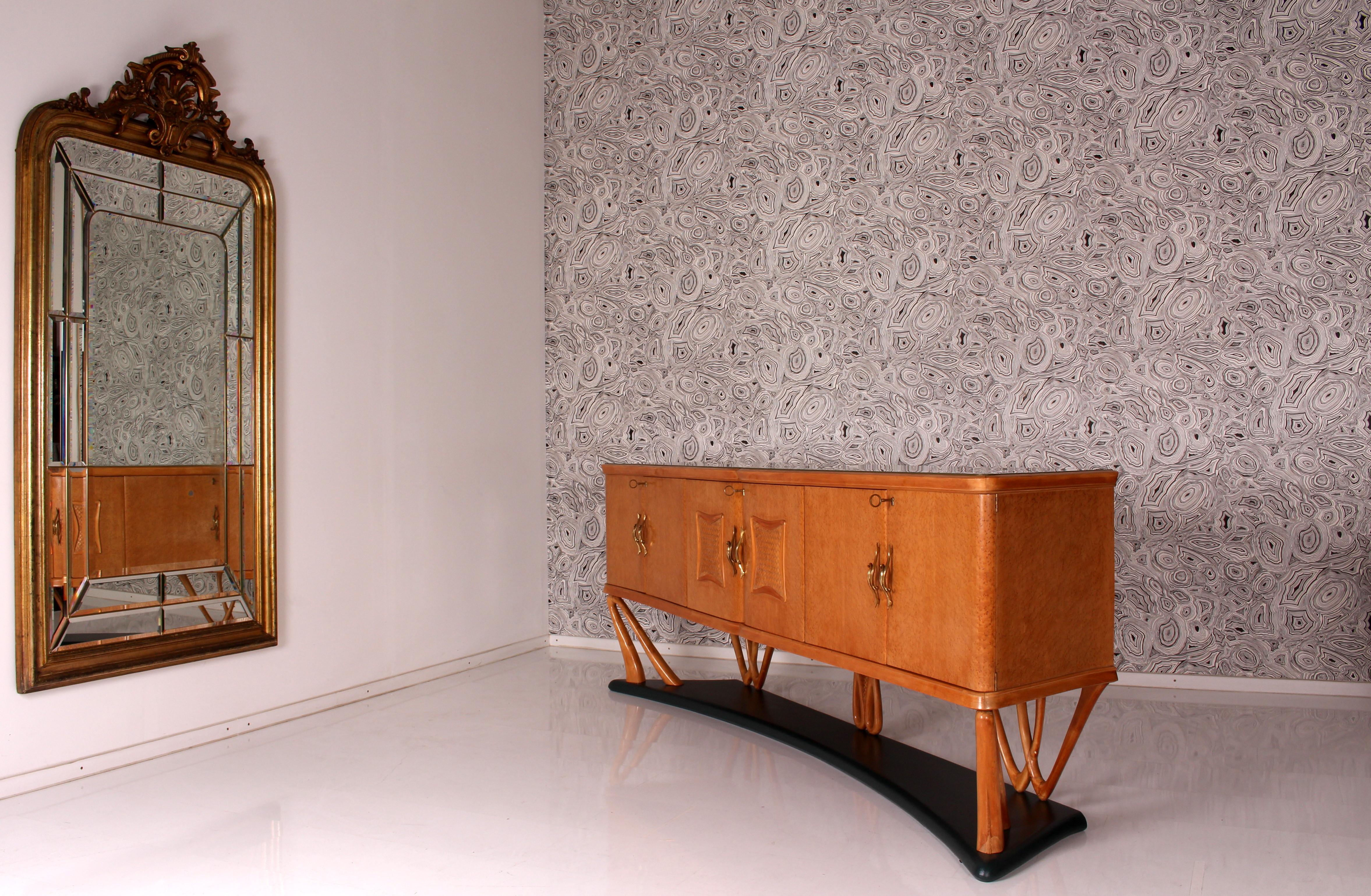 One of a Kind Italian Midcentury Sideboard with Bar Cabinet a. Vittorio Dassi For Sale 9