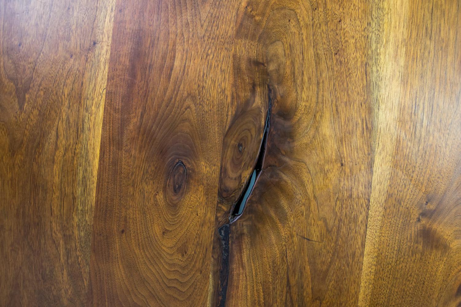 One of a kind James Monroe camp coffee table in walnut. Signed!

James Monroe Camp was a self-taught, African-American artist who began working in wood to fill what he called 