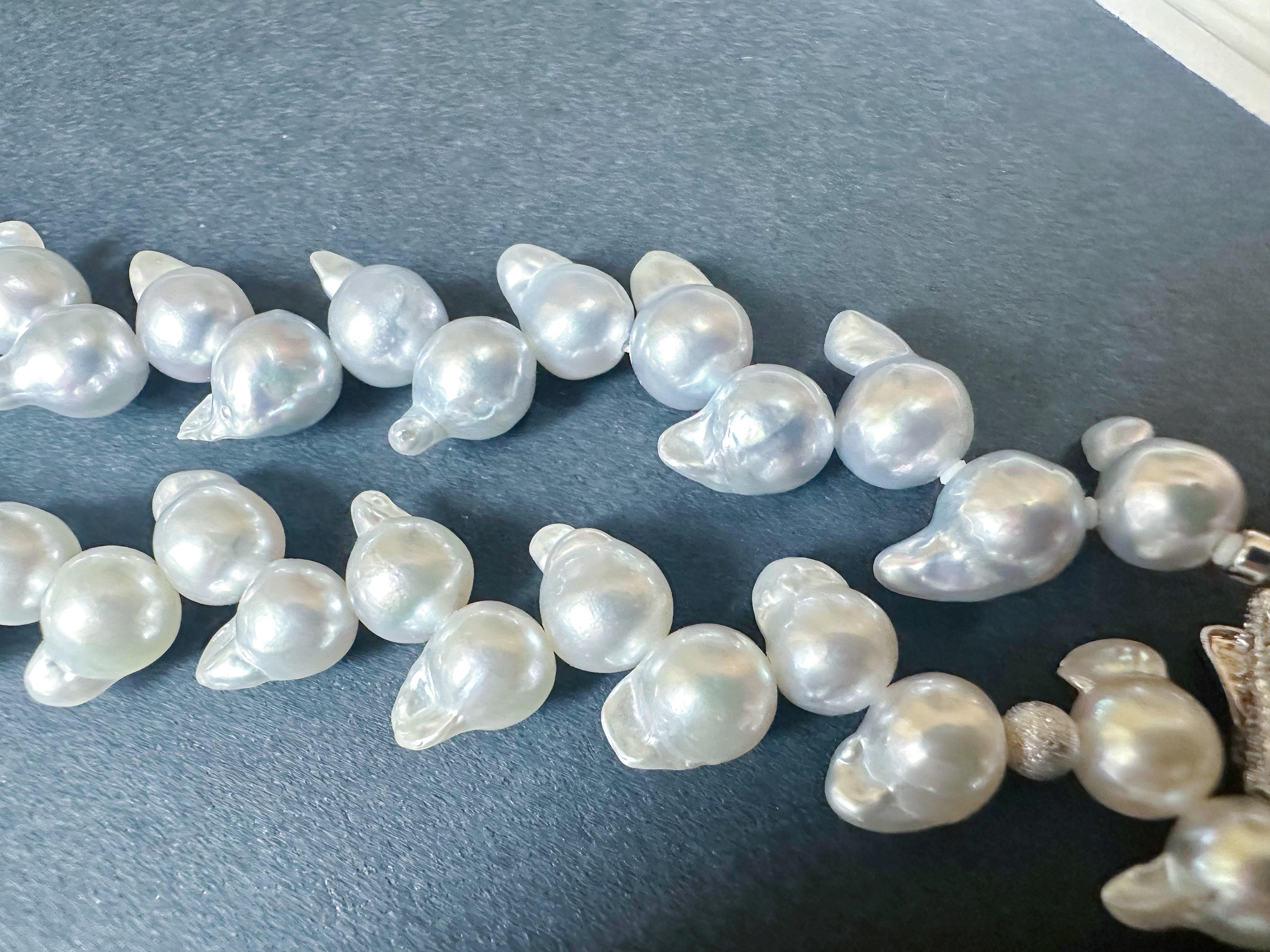 One-of-a-Kind Japan Akoya Pearl Long Necklace Wheat Ear Design For Sale 4