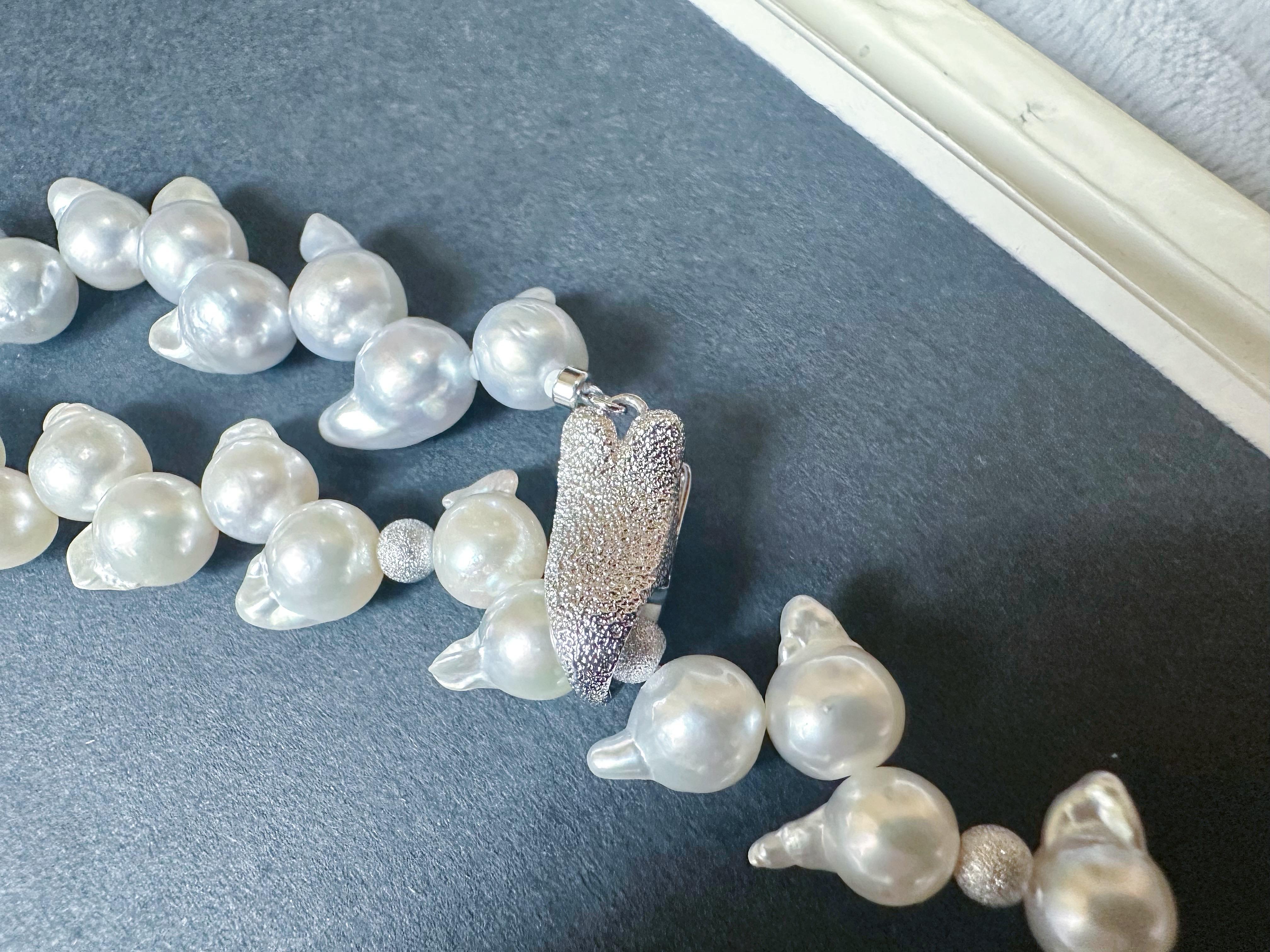 One-of-a-Kind Japan Akoya Pearl Long Necklace Wheat Ear Design For Sale 5