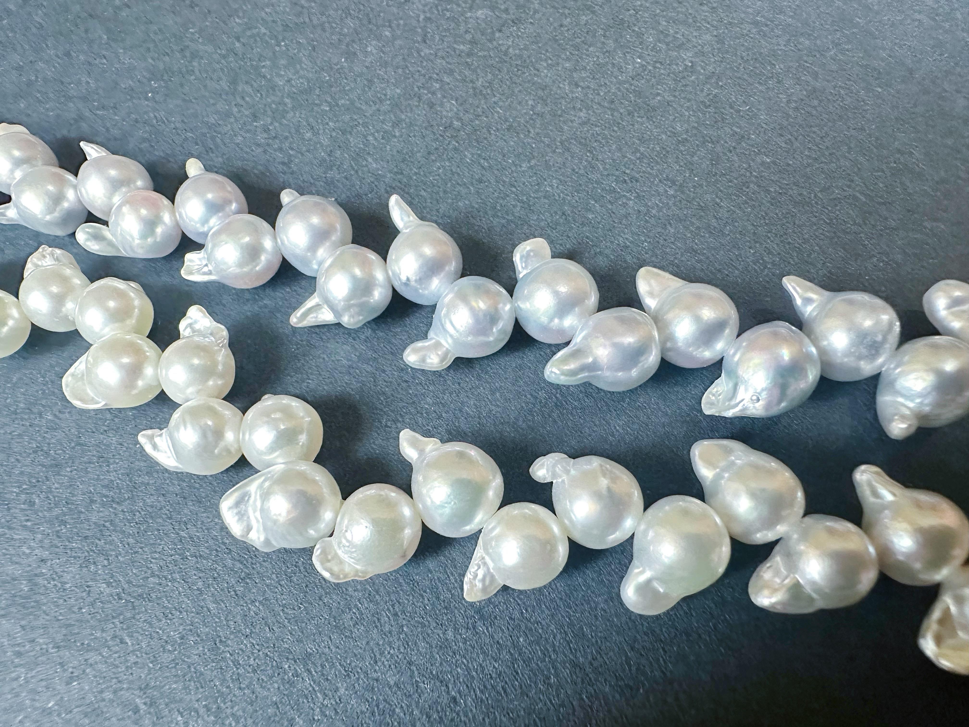One-of-a-Kind Japan Akoya Pearl Long Necklace Wheat Ear Design For Sale 6