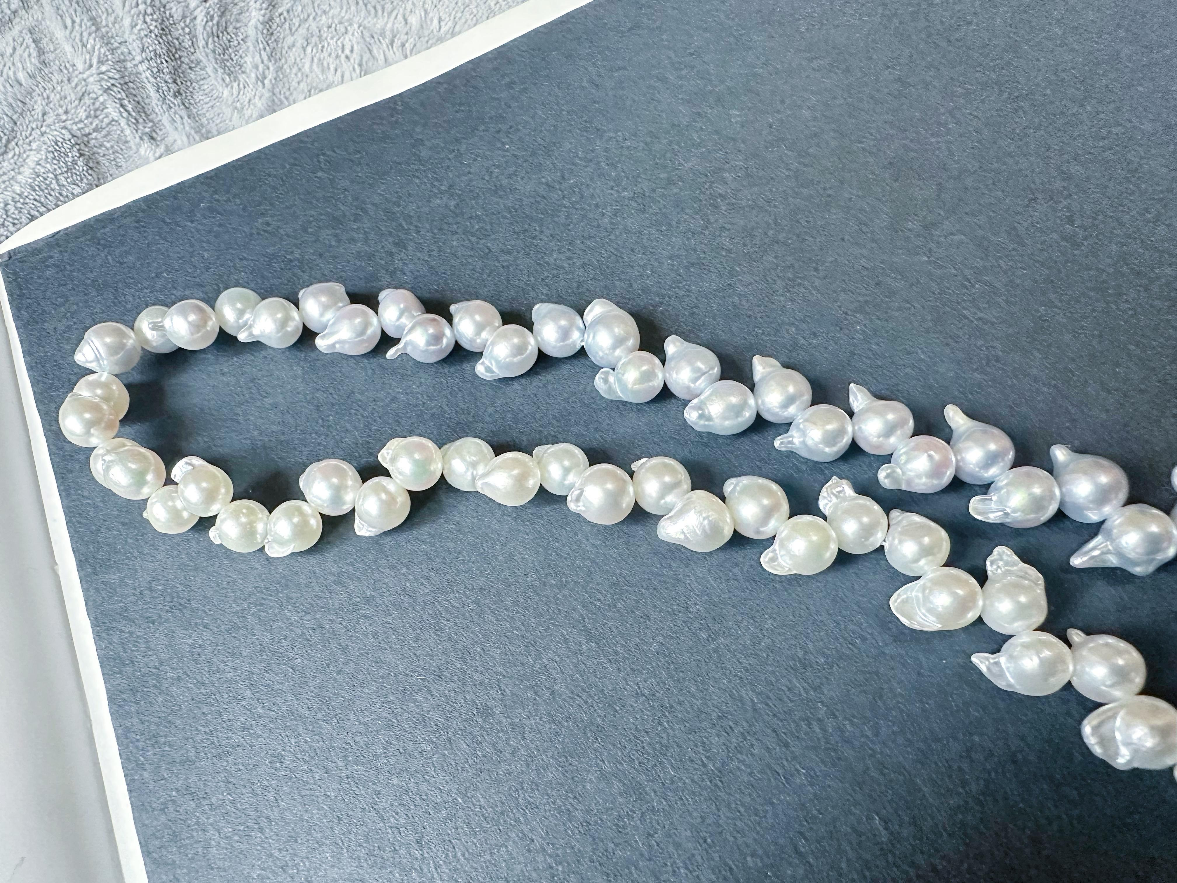 One-of-a-Kind Japan Akoya Pearl Long Necklace Wheat Ear Design For Sale 8