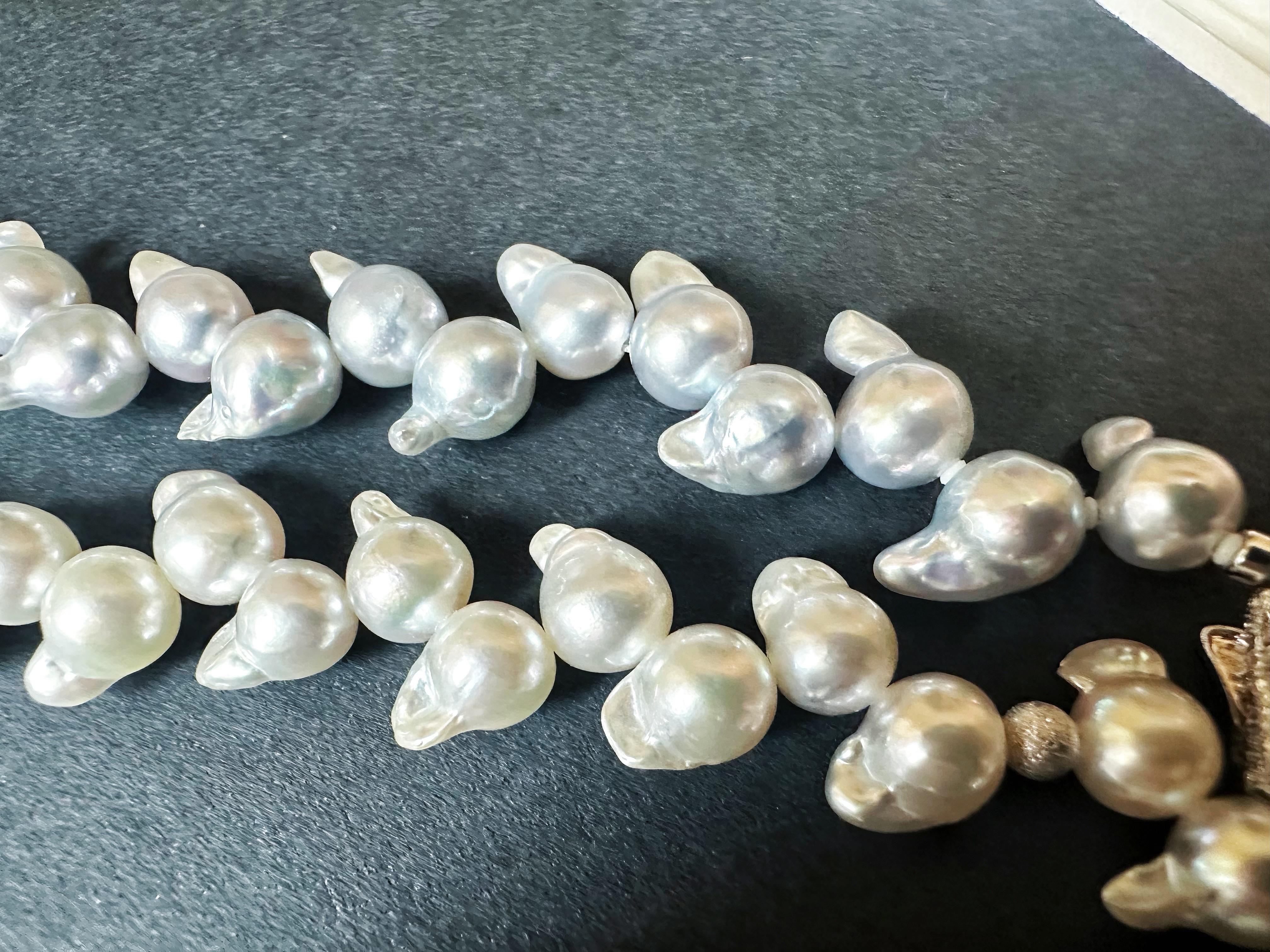 One-of-a-Kind Japan Akoya Pearl Long Necklace Wheat Ear Design For Sale 12