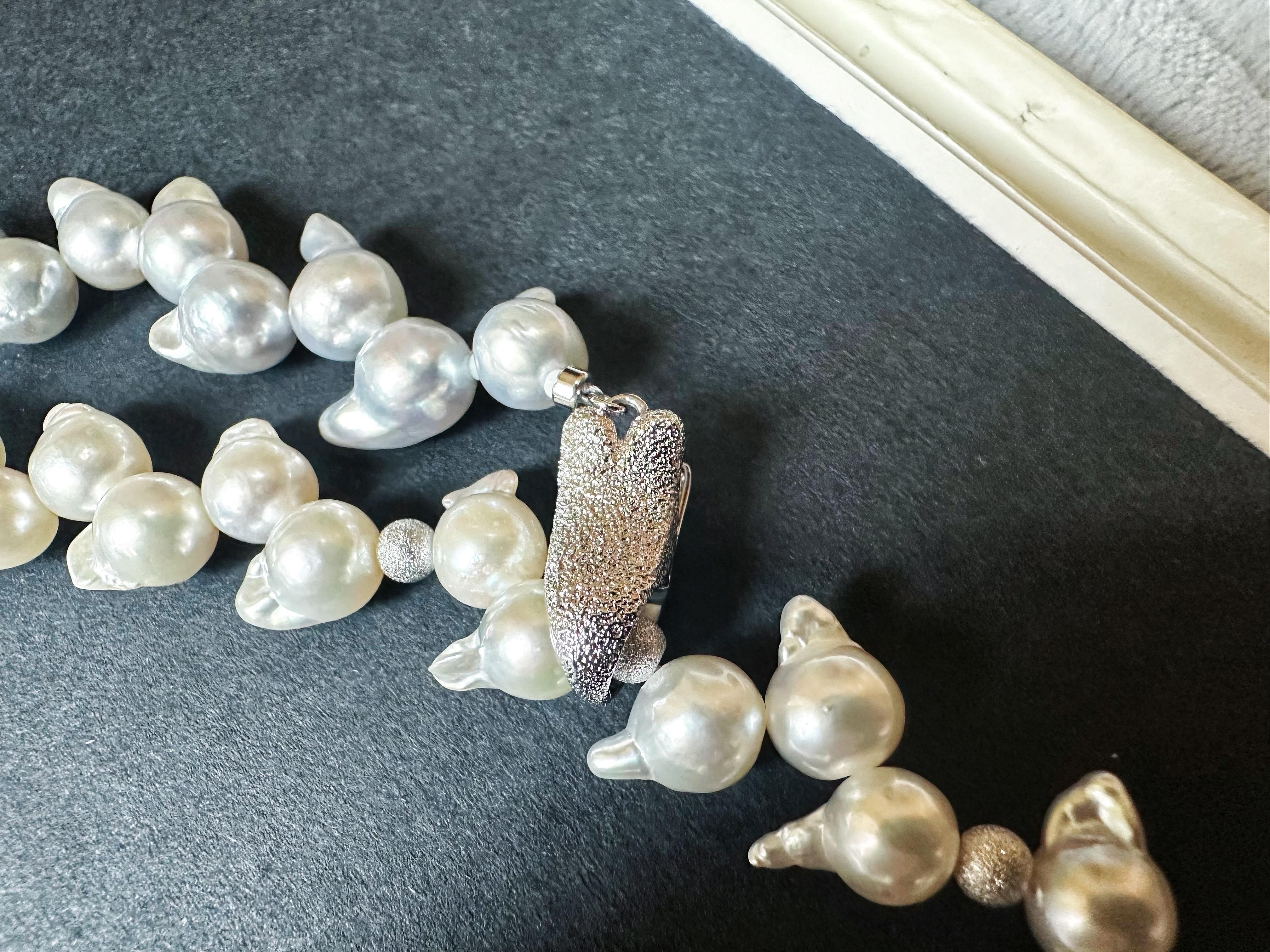One-of-a-Kind Japan Akoya Pearl Long Necklace Wheat Ear Design For Sale 13