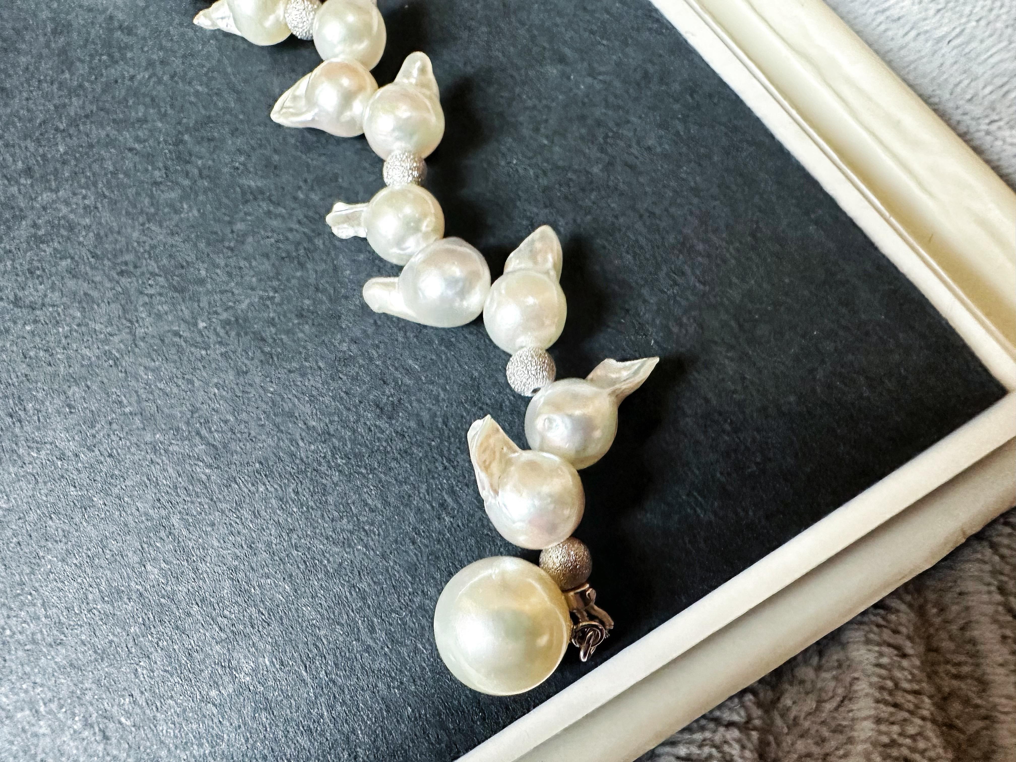 One-of-a-Kind Japan Akoya Pearl Long Necklace Wheat Ear Design For Sale 14