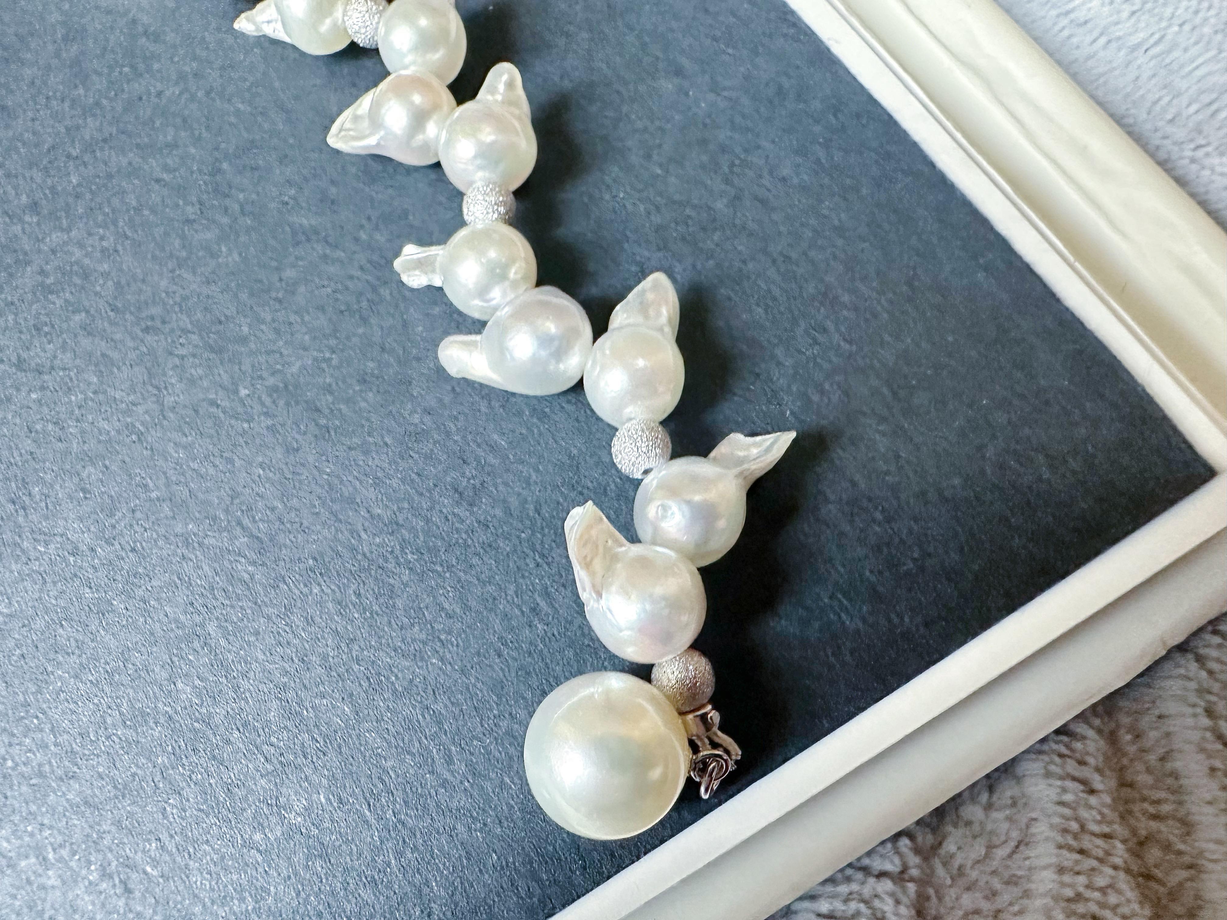 One-of-a-Kind Japan Akoya Pearl Long Necklace Wheat Ear Design For Sale 2