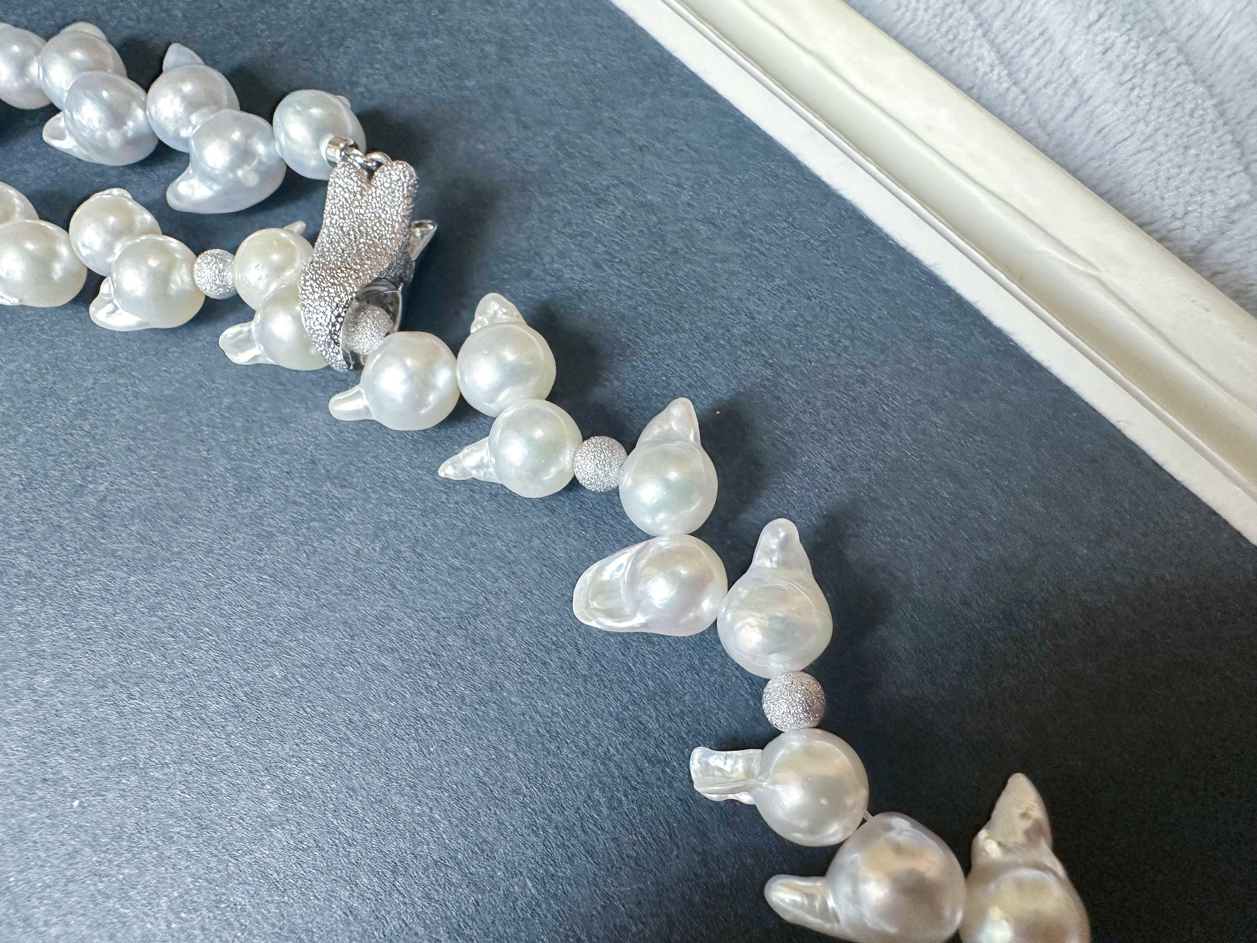 One-of-a-Kind Japan Akoya Pearl Long Necklace Wheat Ear Design For Sale 3