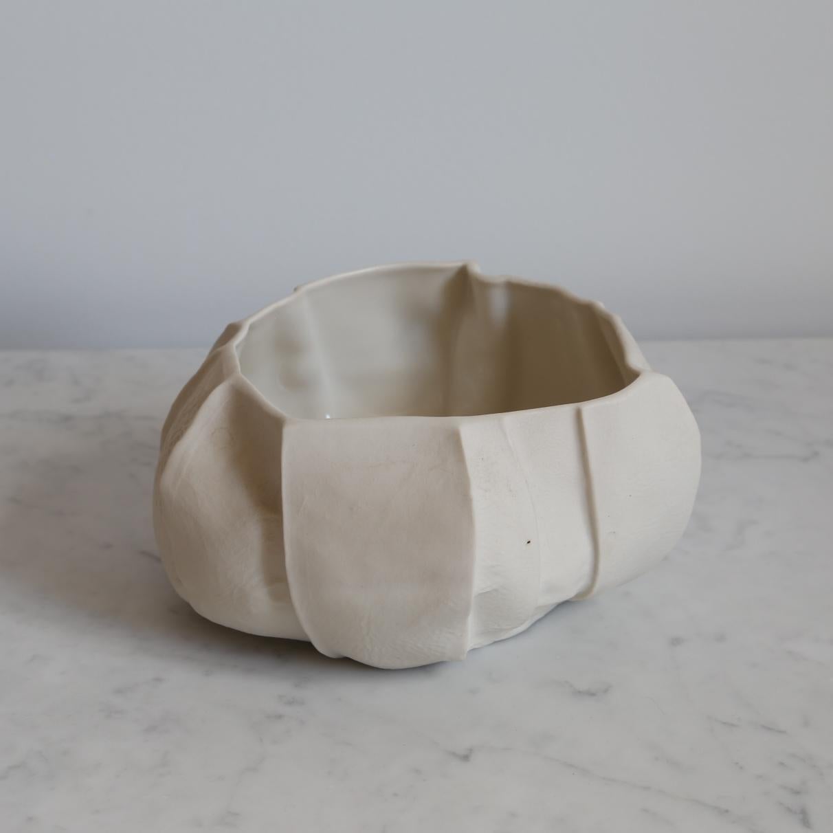 Cast One of a Kind Kawa Bowl by Luft Tanaka, Ceramic, Porcelain, in Stock