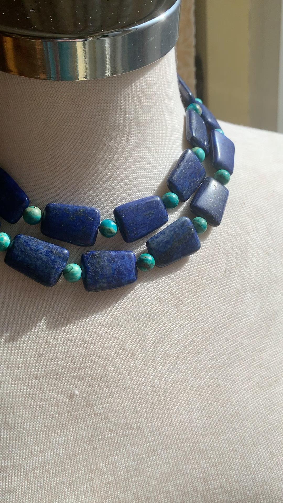 Artisan Unique en son genre Lapis et Variscite, et Sterling en vente