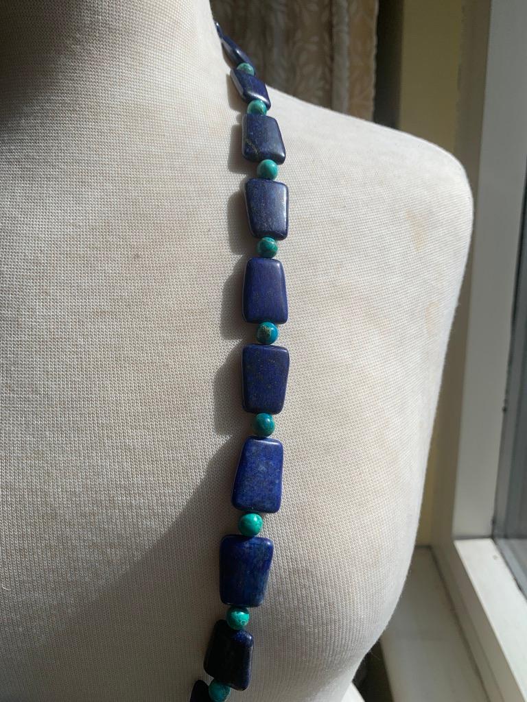Perle Unique en son genre Lapis et Variscite, et Sterling en vente