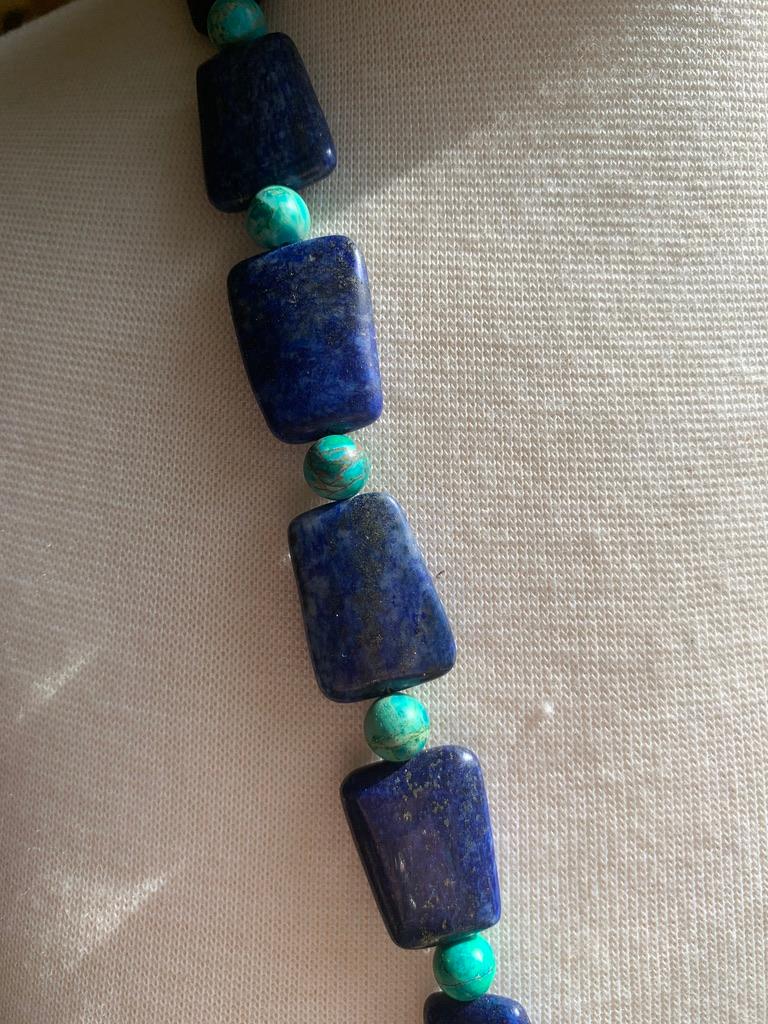 Unique en son genre Lapis et Variscite, et Sterling Unisexe en vente