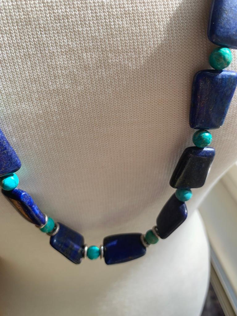 Unique en son genre Lapis et Variscite, et Sterling en vente 2