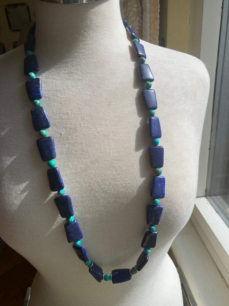 Unique en son genre Lapis et Variscite, et Sterling en vente 3